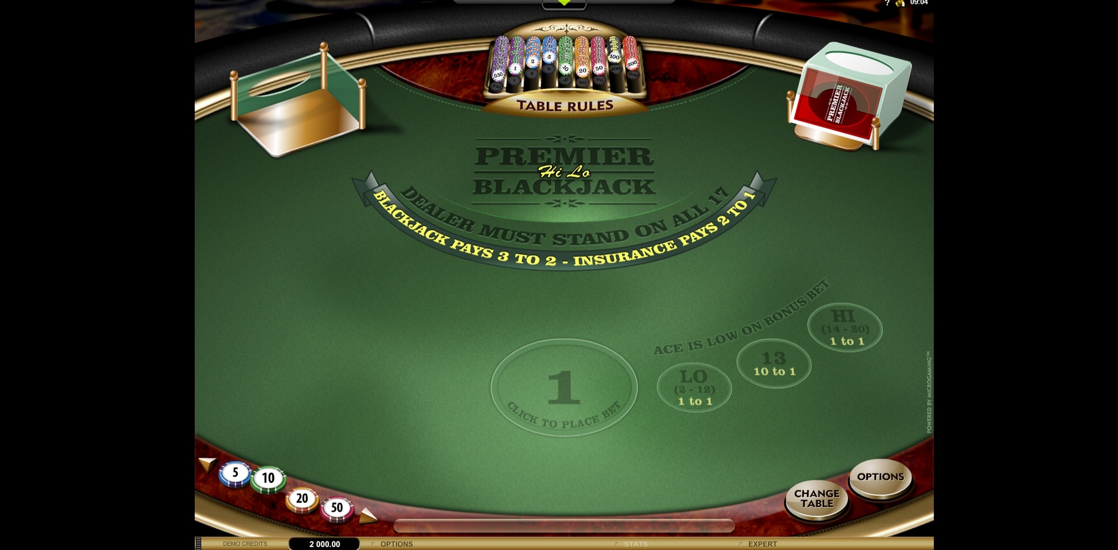 Reels in Premier Hi Lo Blackjack Slot Game by Microgaming