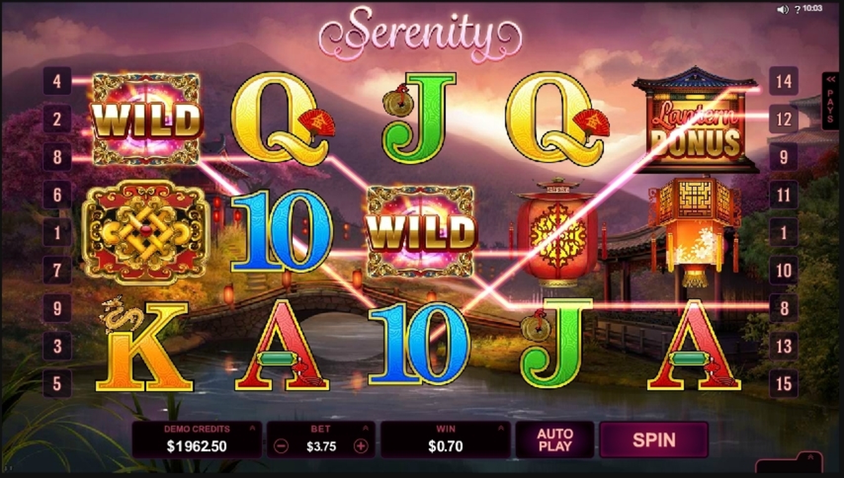 Win Money in Serenity Free Slot Game by Microgaming
