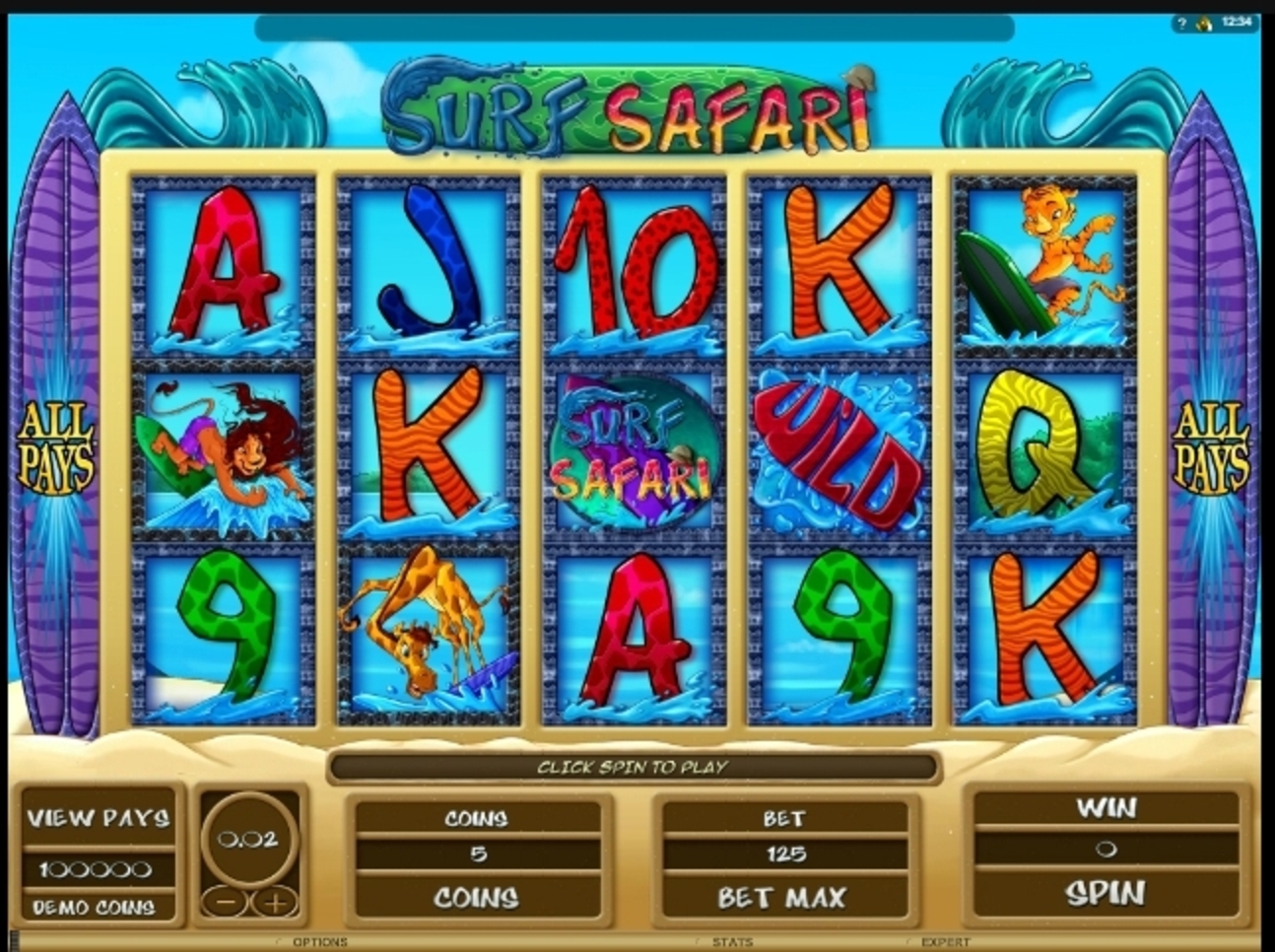 Reels in Surf Safari Slot Game by Microgaming