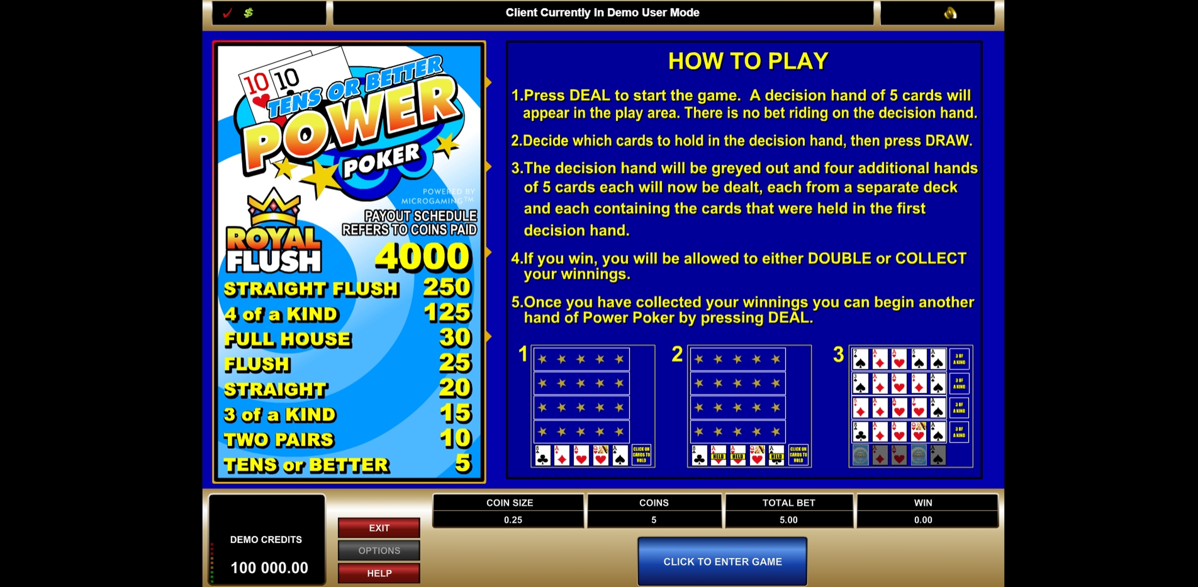 Play Tens or Better Power Poker Free Casino Slot Game by Microgaming