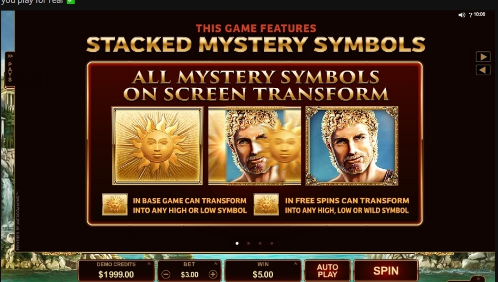 Info of Titans of the Sun Hyperion Slot Game by Microgaming