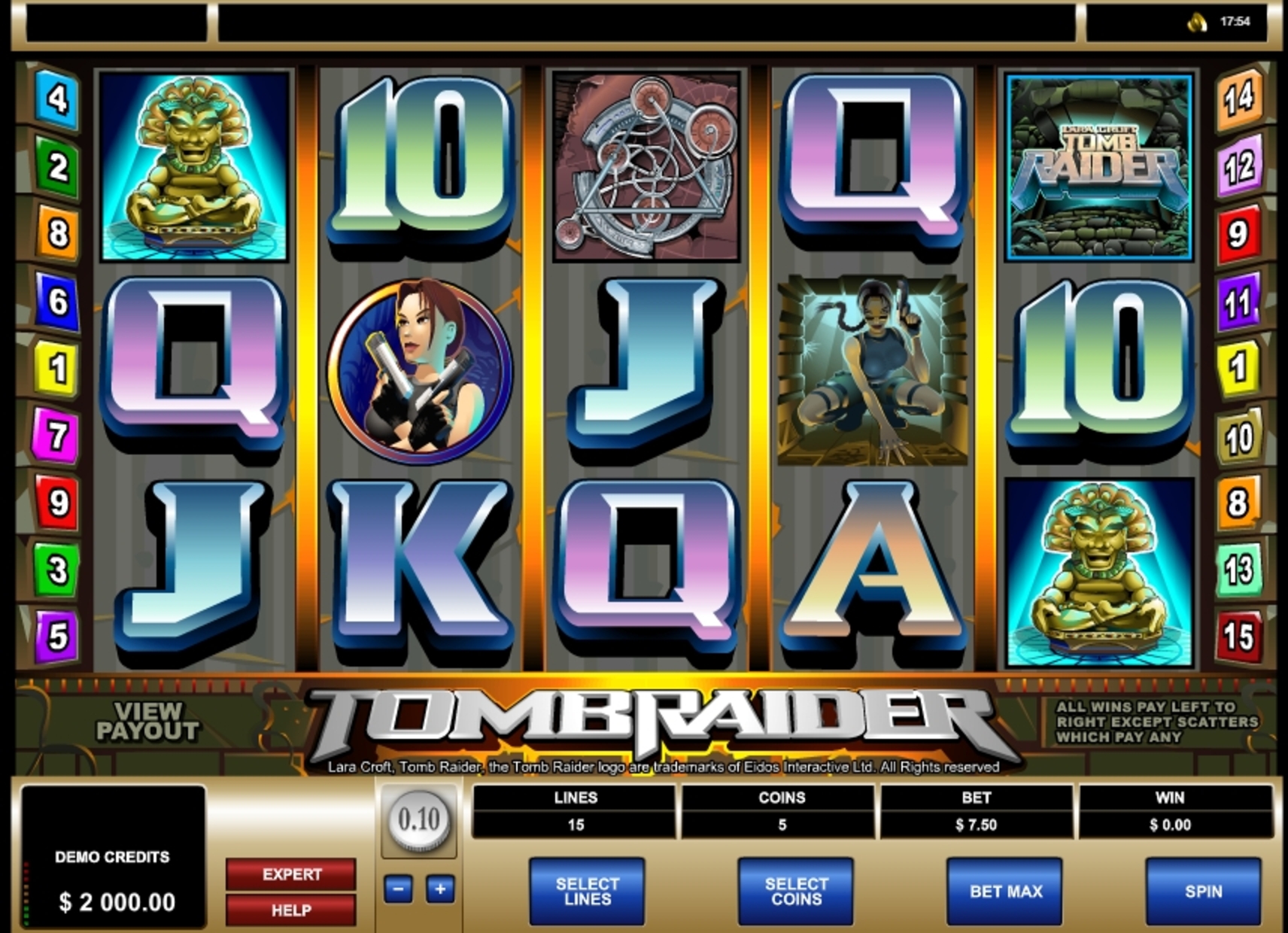 Reels in Tomb Raider Slot Game by Microgaming