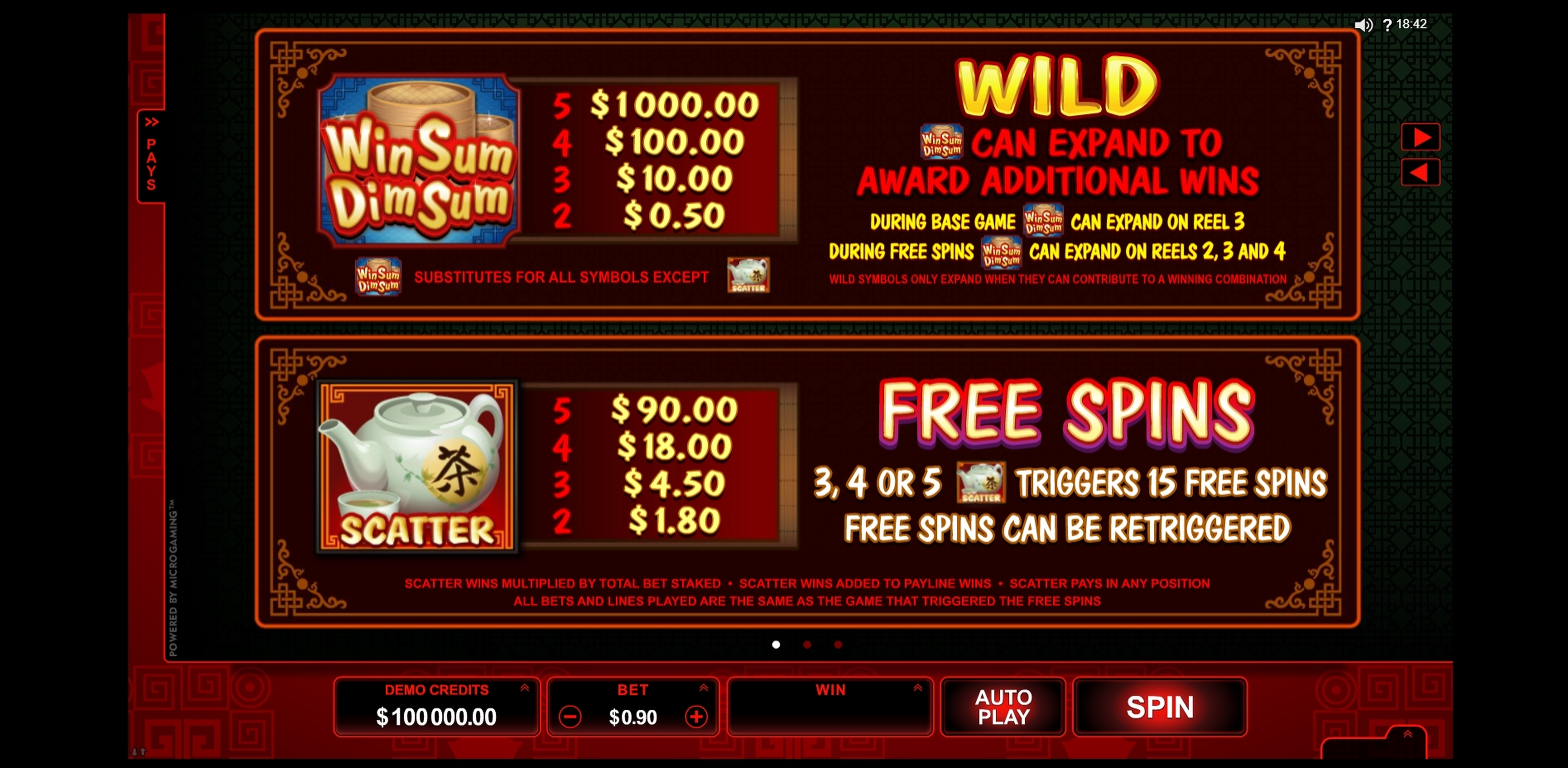 Info of Win Sum Dim Sum Slot Game by Microgaming