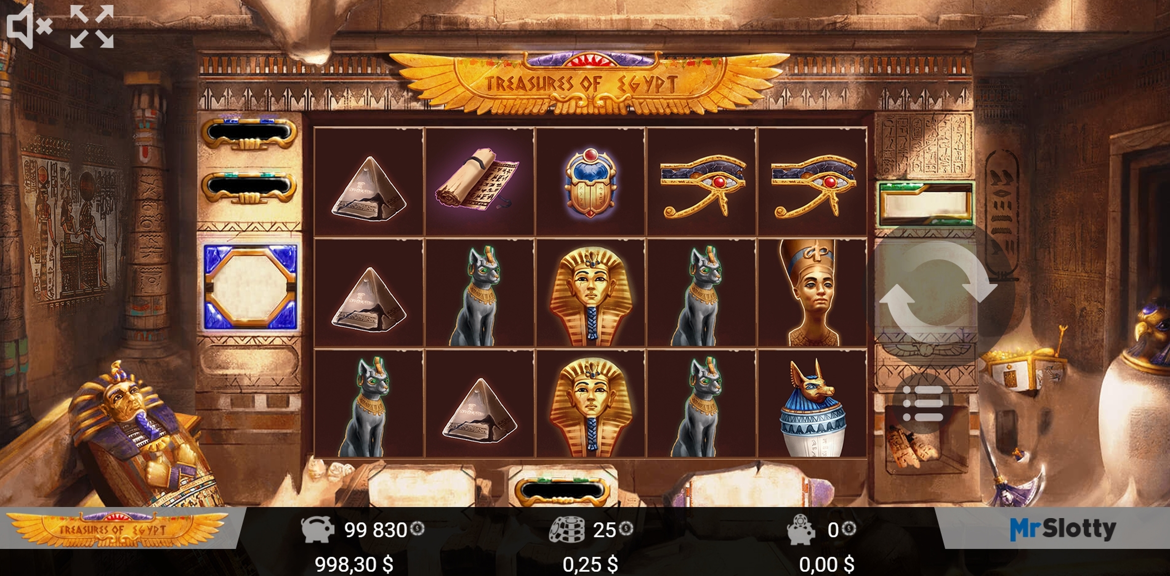 Reels in Treasures of Egypt Slot Game by Mr Slotty