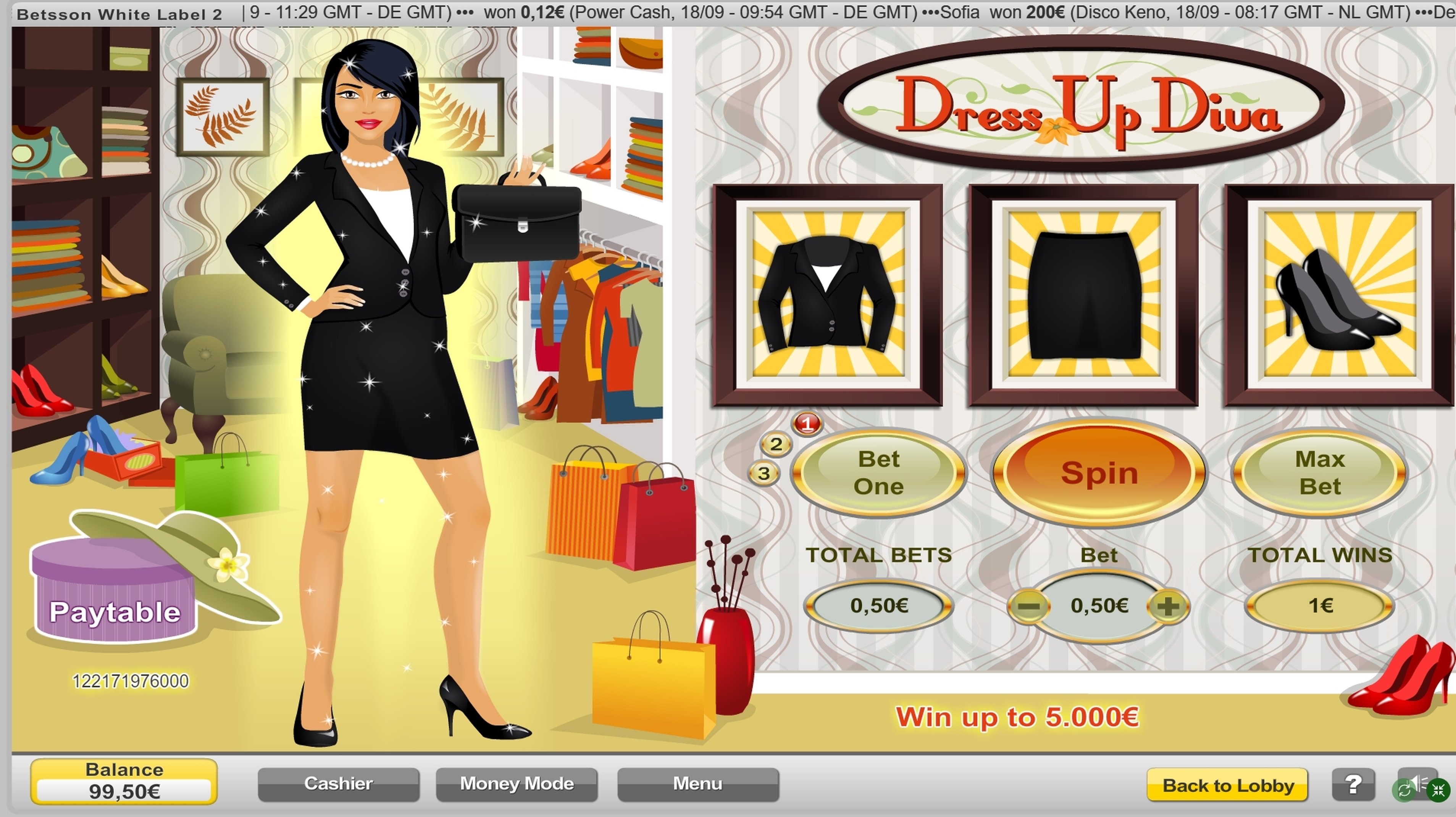 Win Money in Dress Up Diva Free Slot Game by NeoGames
