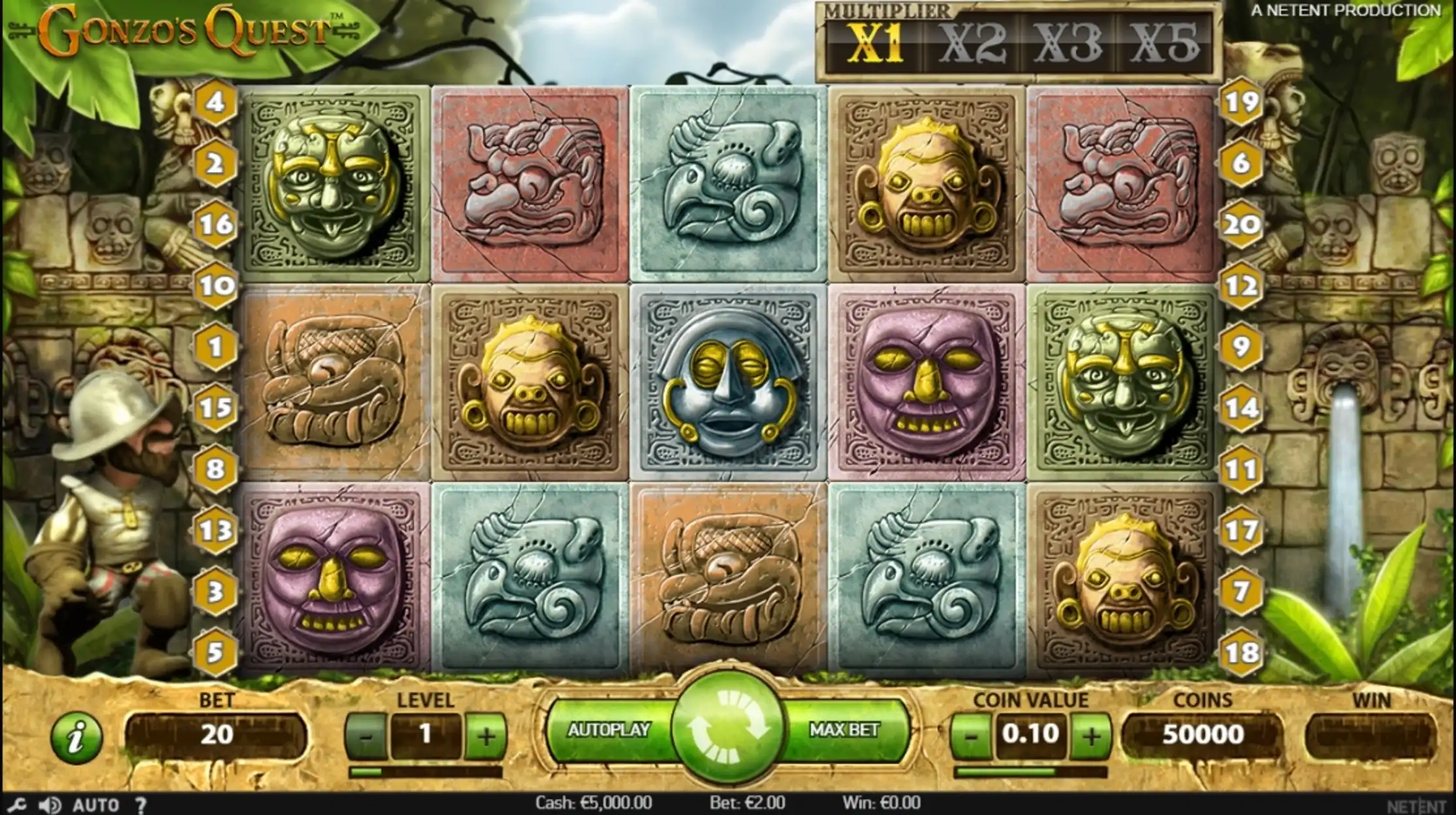 Reels in Gonzos Quest Slot Game by NetEnt