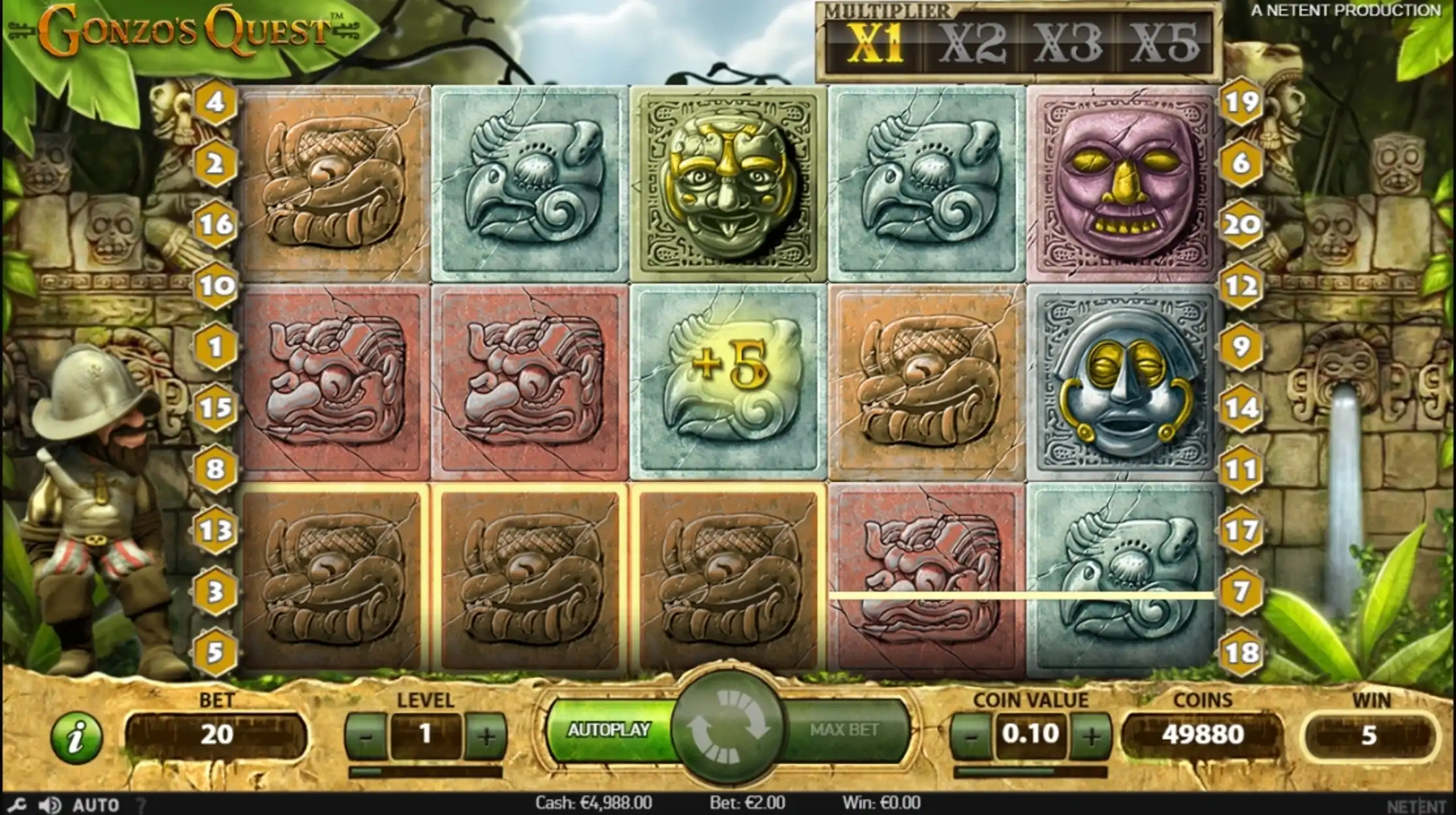 Win Money in Gonzos Quest Free Slot Game by NetEnt