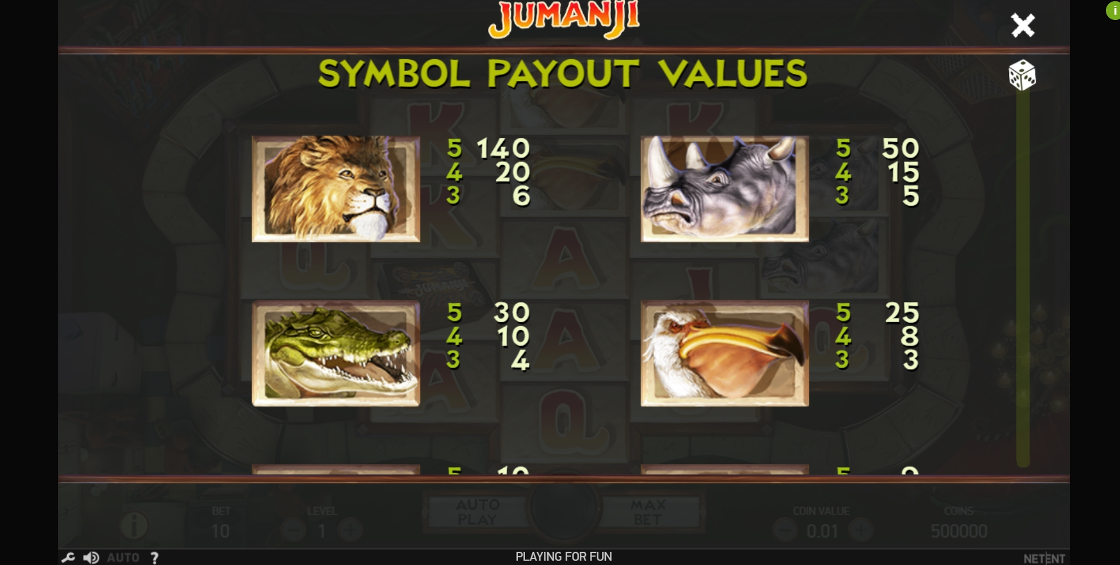 Info of Jumanji Slot Game by NetEnt