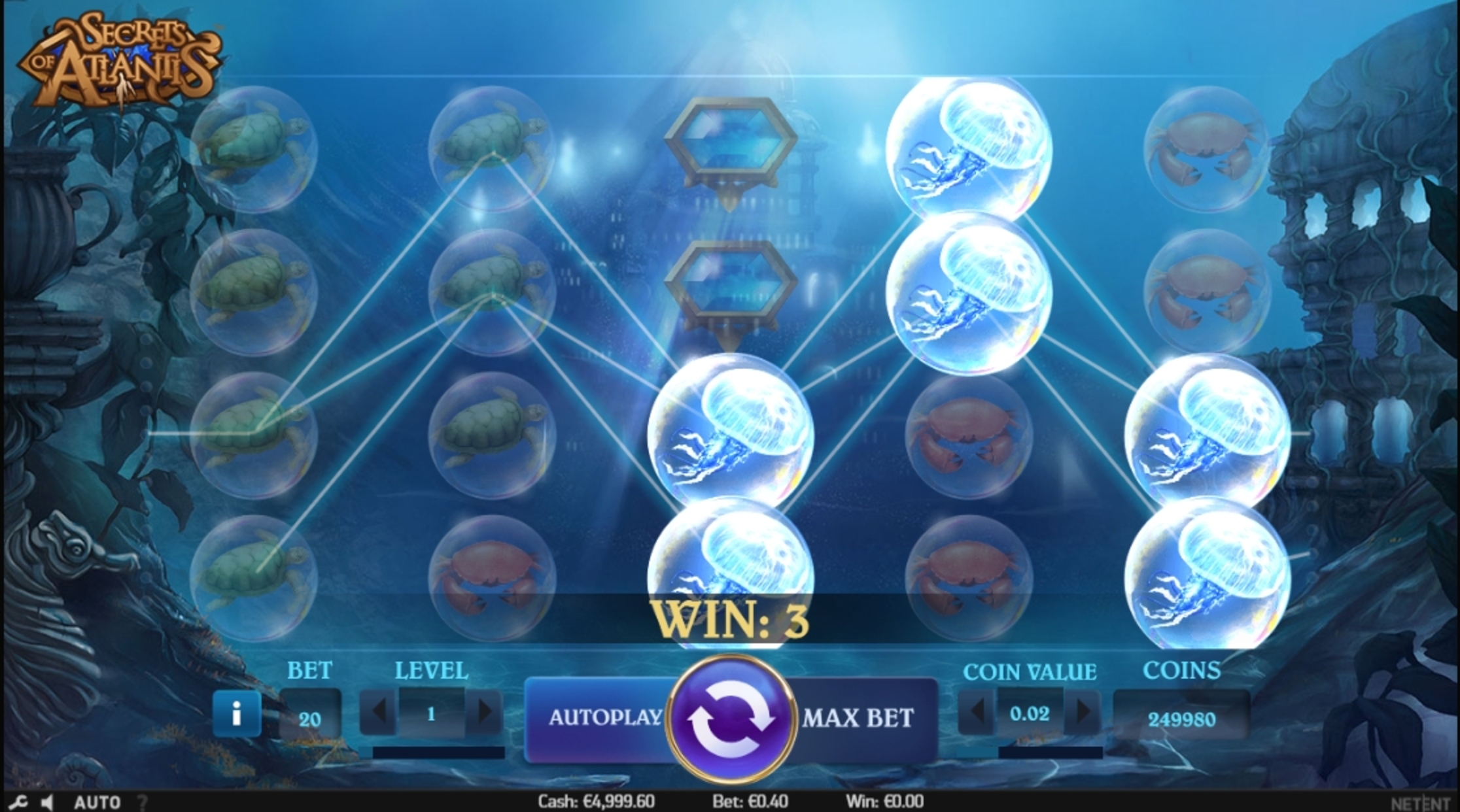 Win Money in Secrets of Atlantis Free Slot Game by NetEnt