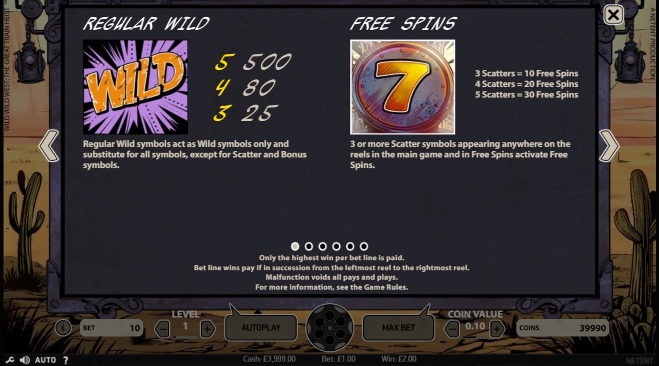 Info of Wild Wild West Slot Game by NetEnt