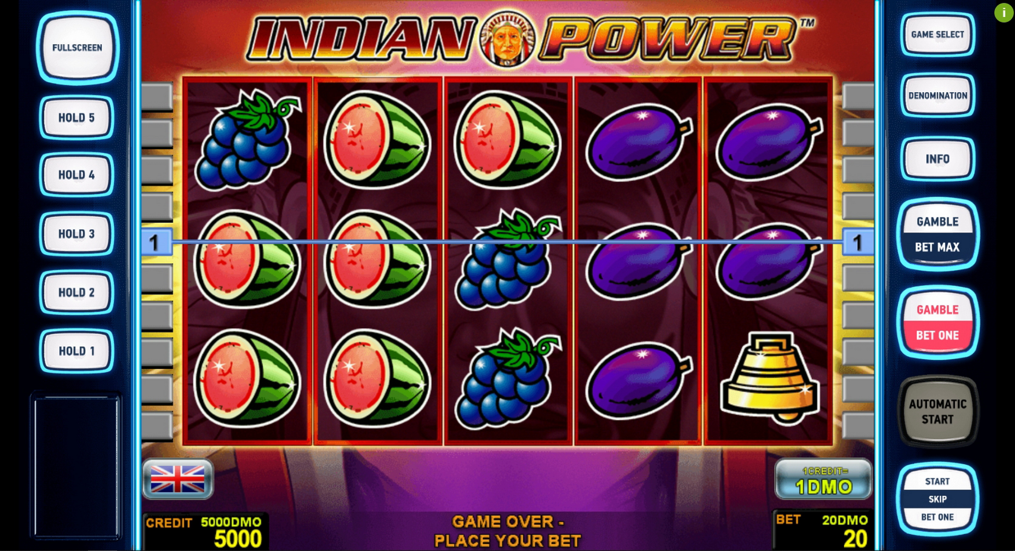 Reels in Indian Power Deluxe Slot Game by Novomatic