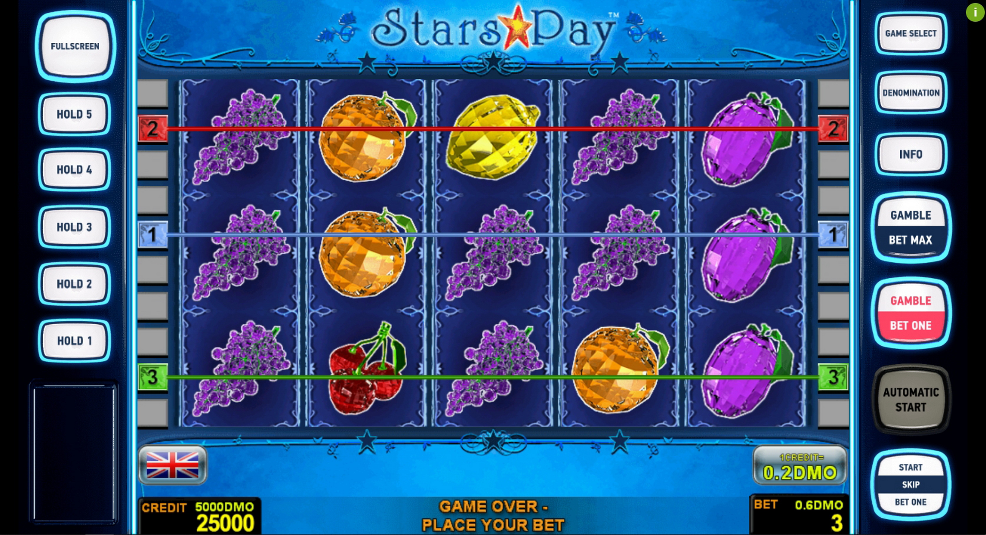 Reels in Stars Pay Deluxew Slot Game by Novomatic