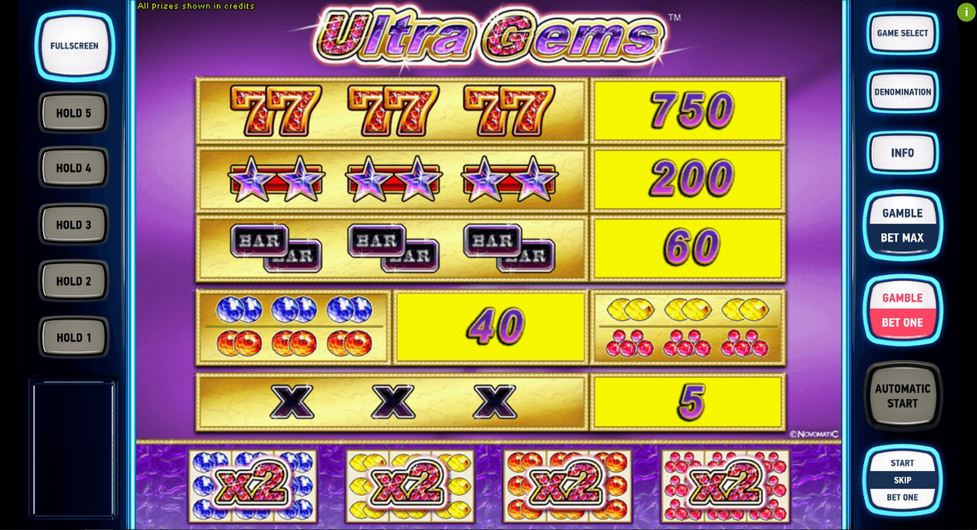 Info of Ultra Gems Deluxe Slot Game by Novomatic