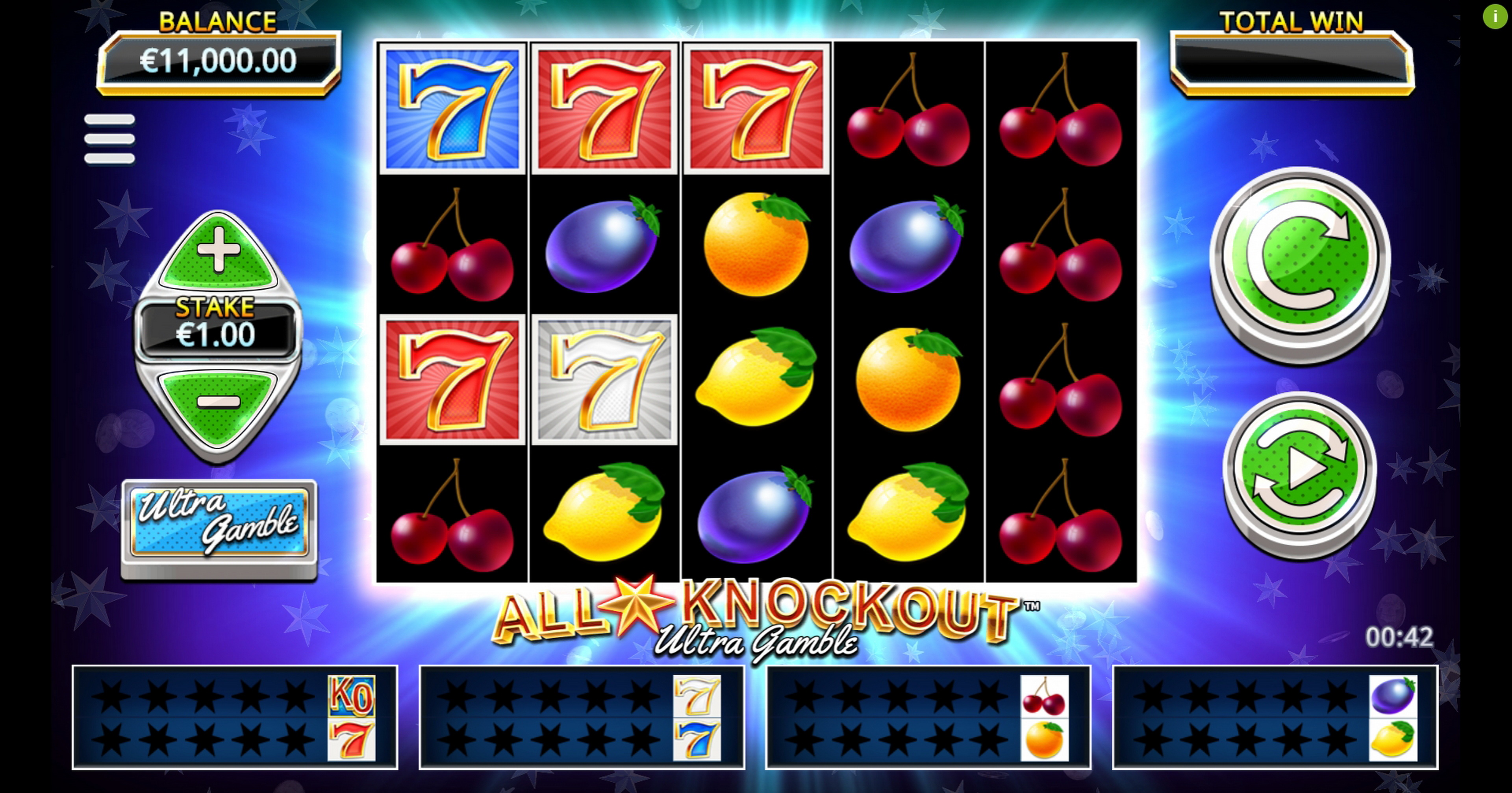 Reels in All Star Knockout Ultra Gamble Slot Game by Northern Lights Gaming