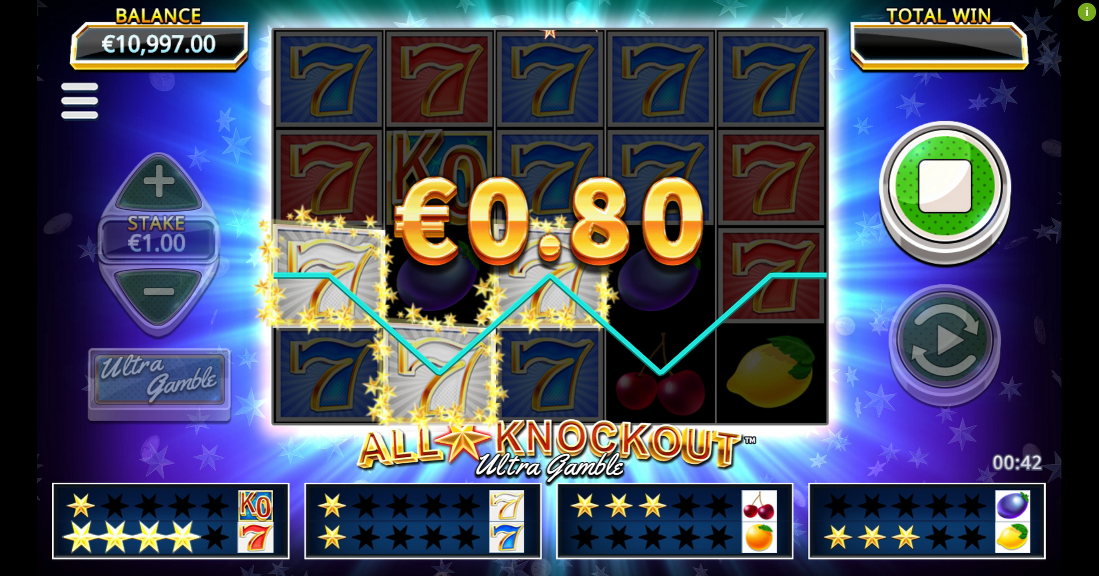 Win Money in All Star Knockout Ultra Gamble Free Slot Game by Northern Lights Gaming