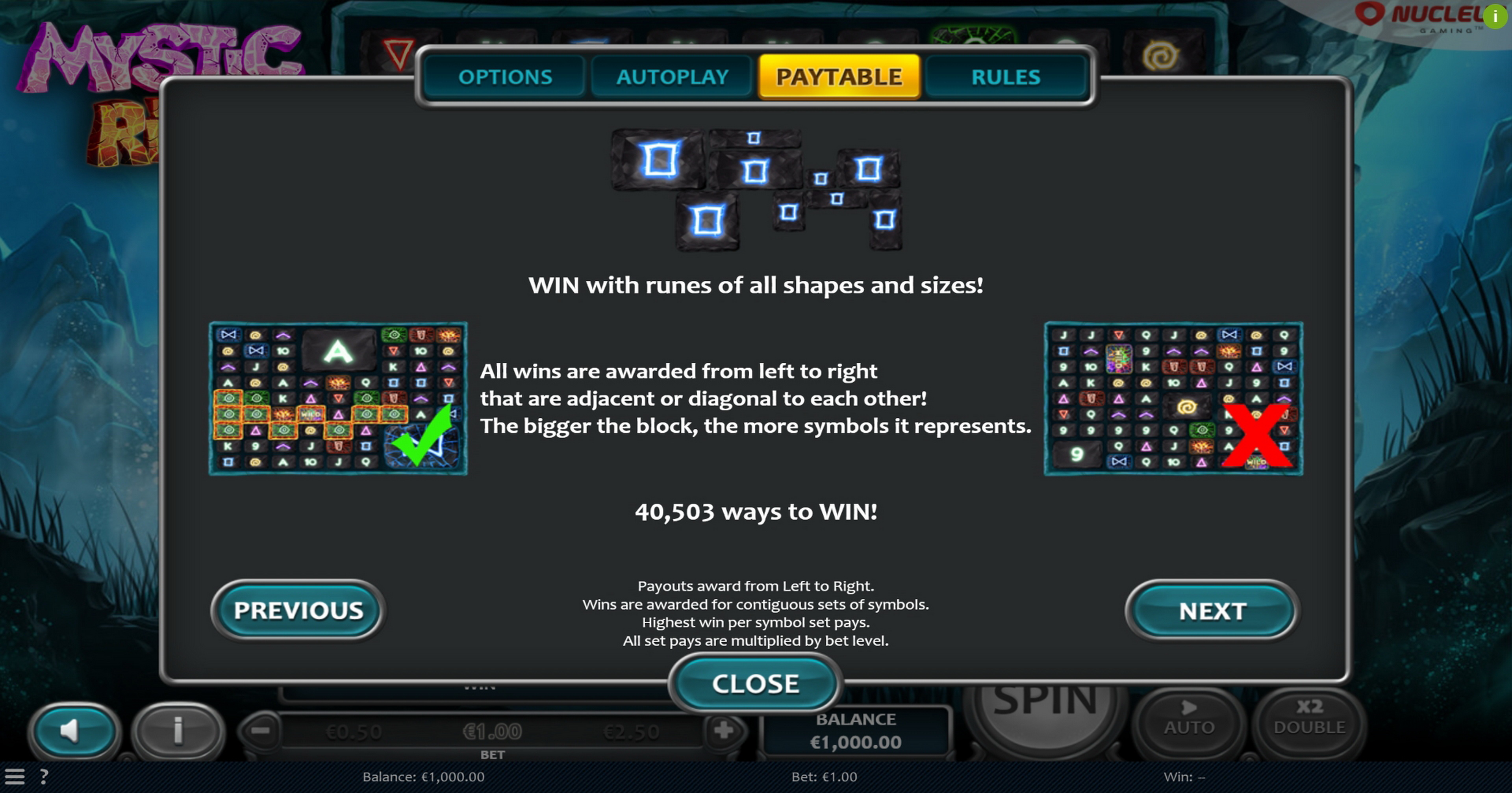 Info of Mystic Rift Slot Game by Nucleus Gaming