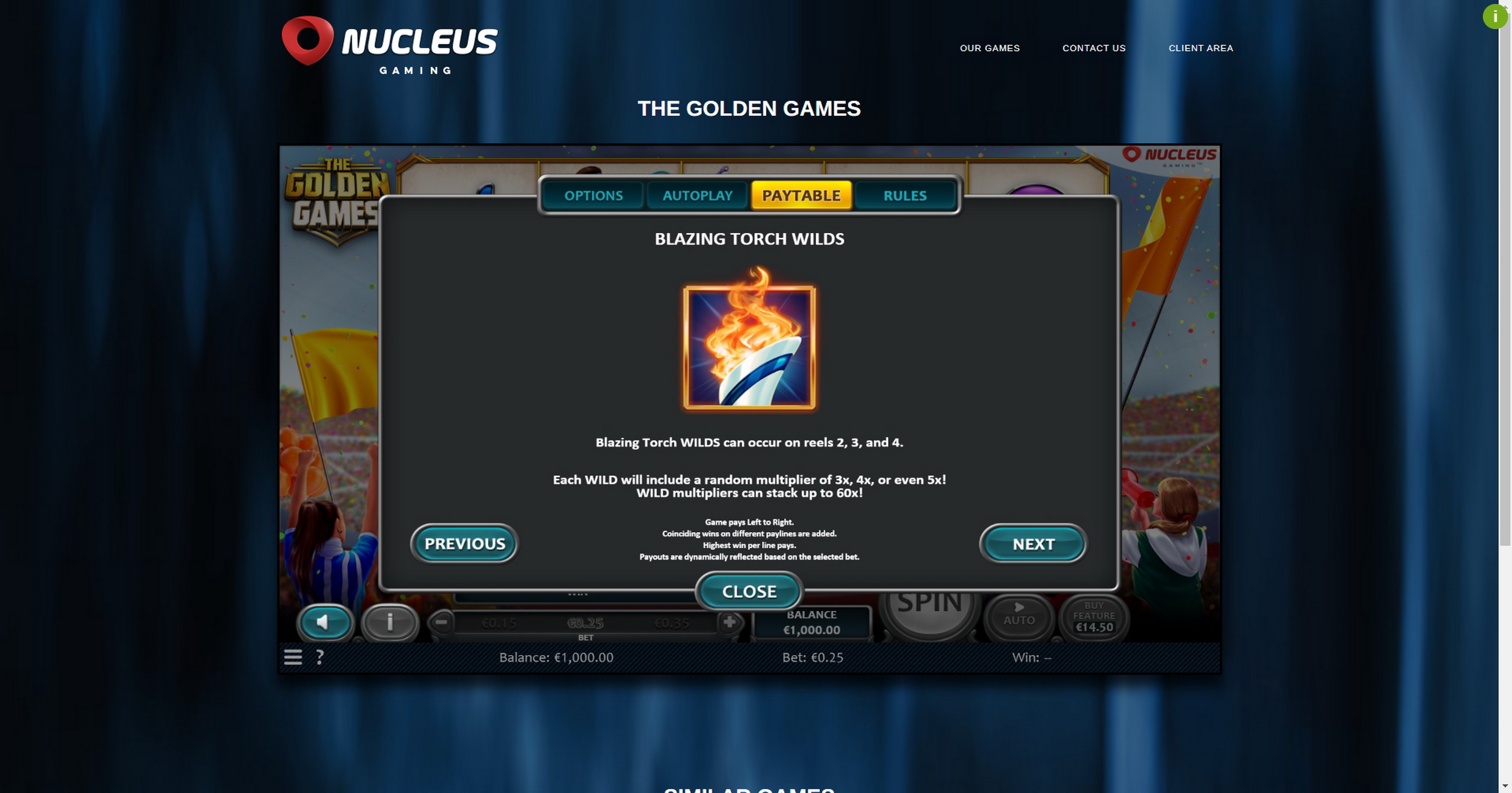 Info of The Golden Games Slot Game by Nucleus Gaming