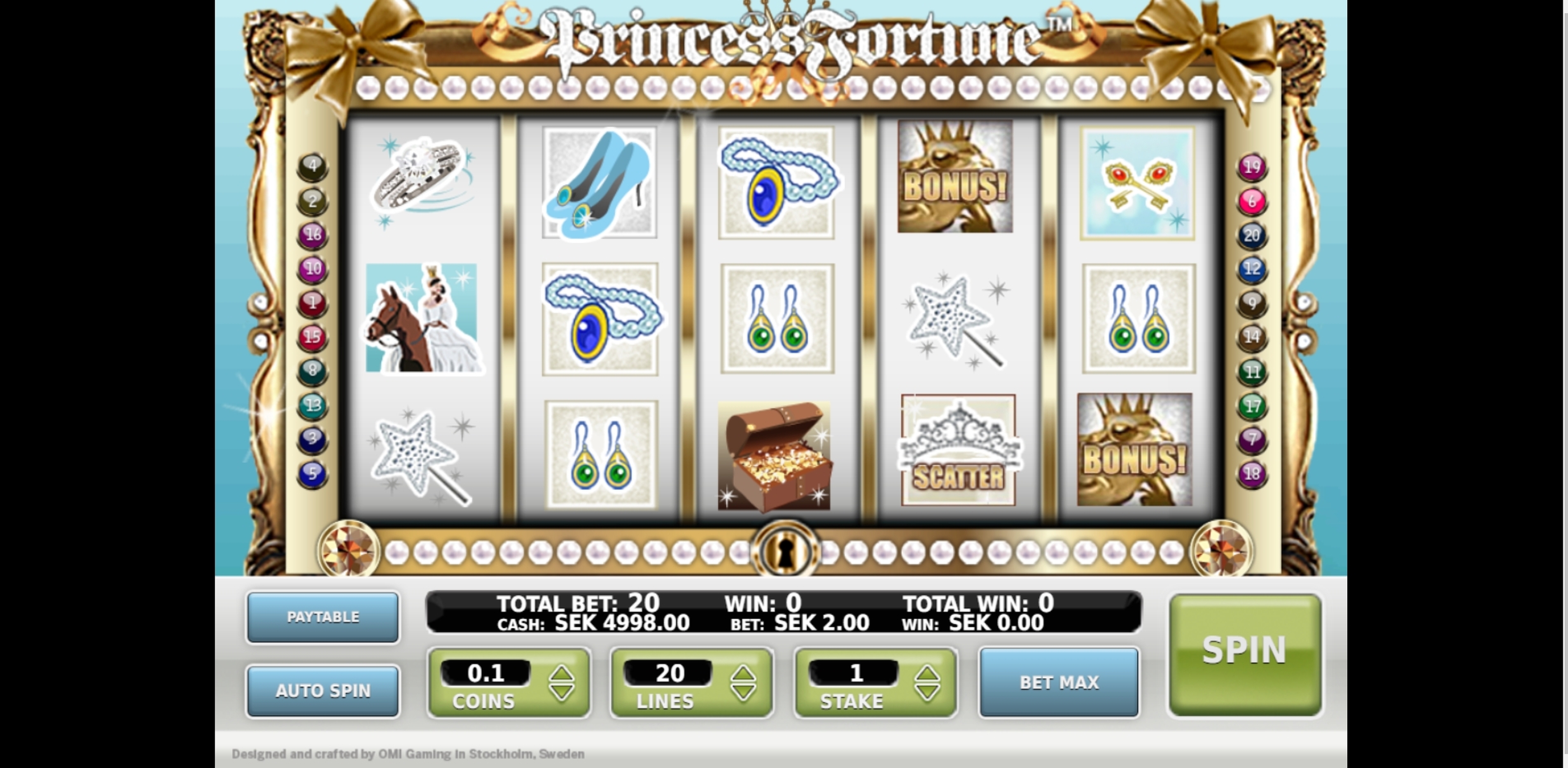 Reels in Princess Fortune Slot Game by OMI Gaming