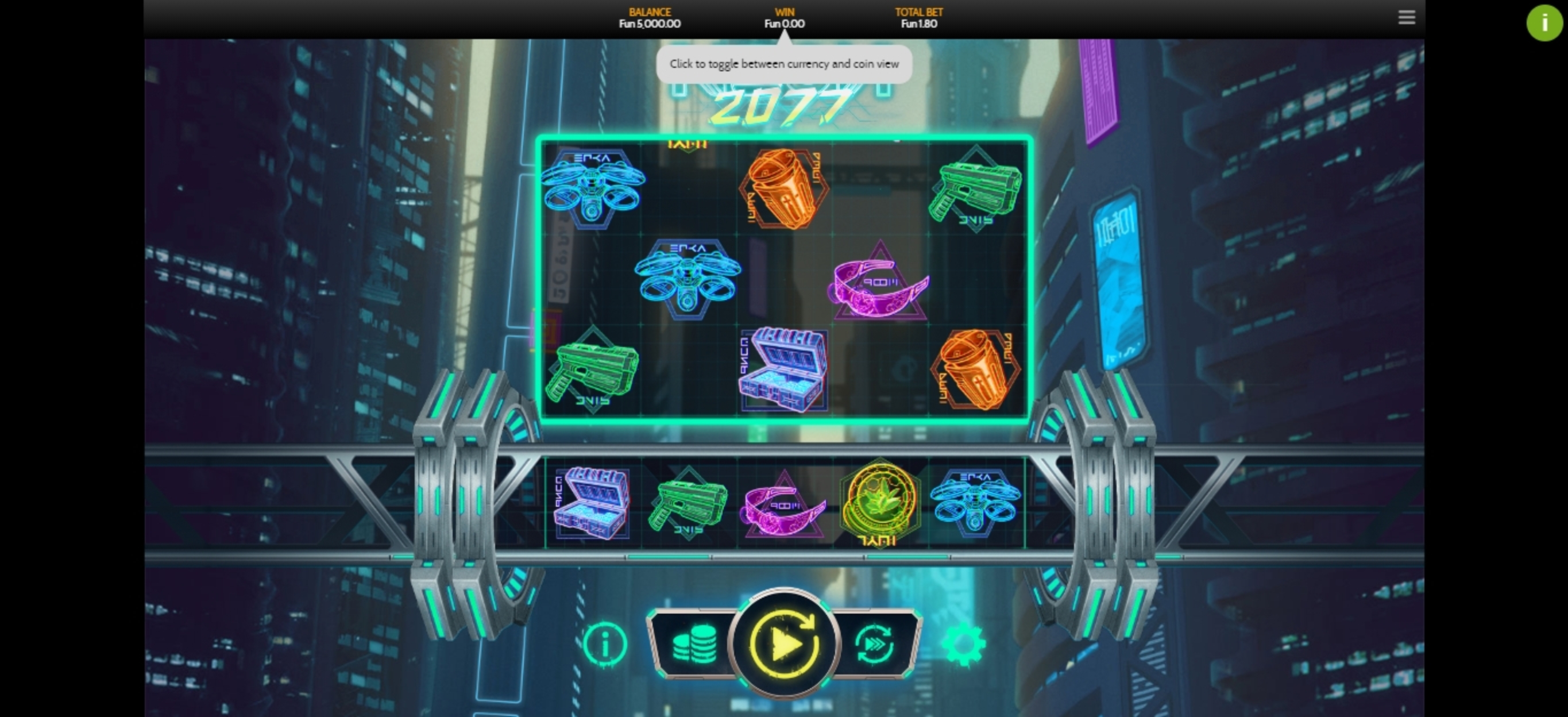 Reels in Neon2077 Slot Game by OneTouch Games