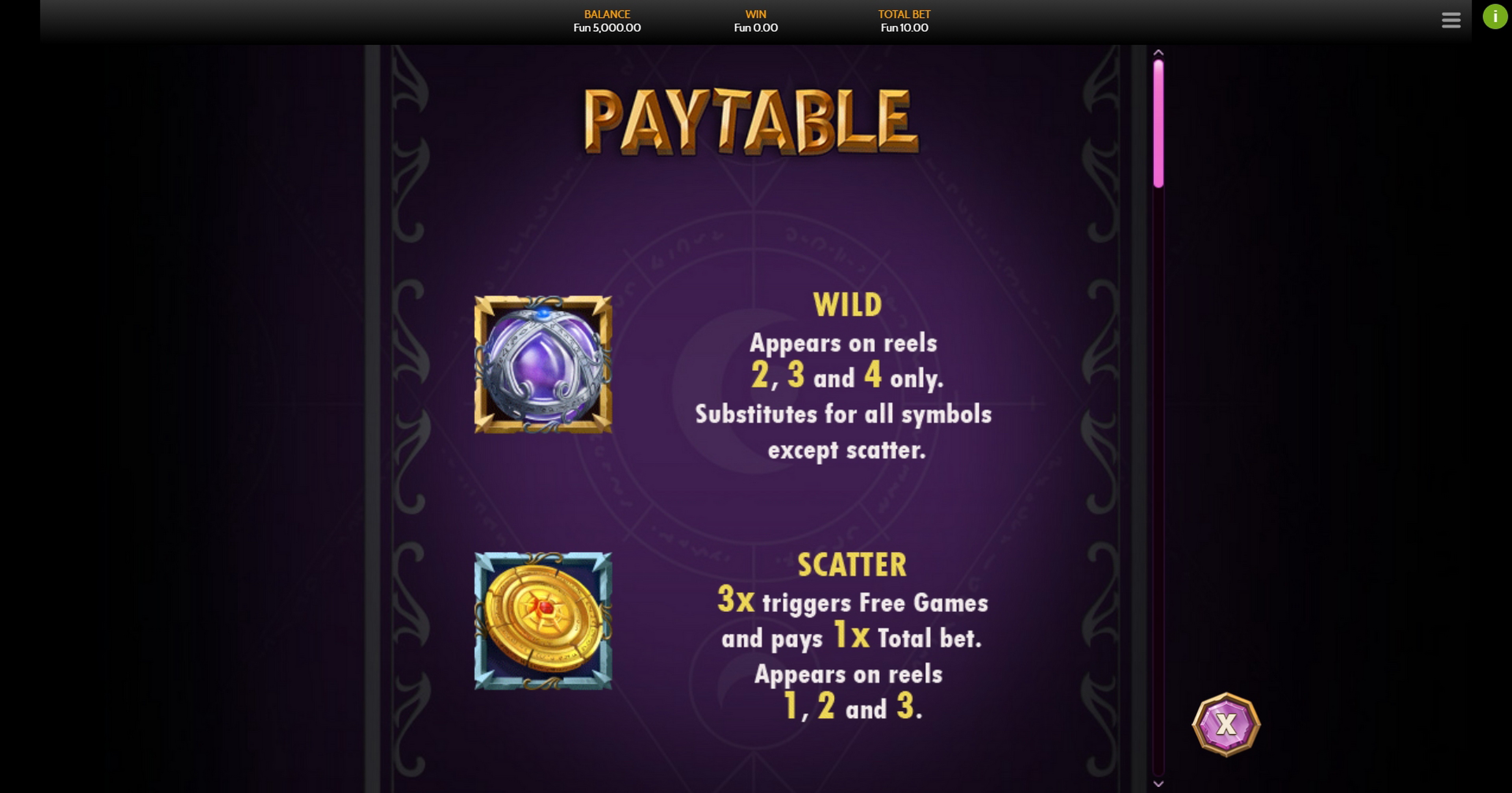Info of Wild Sorcery Slot Game by OneTouch Games