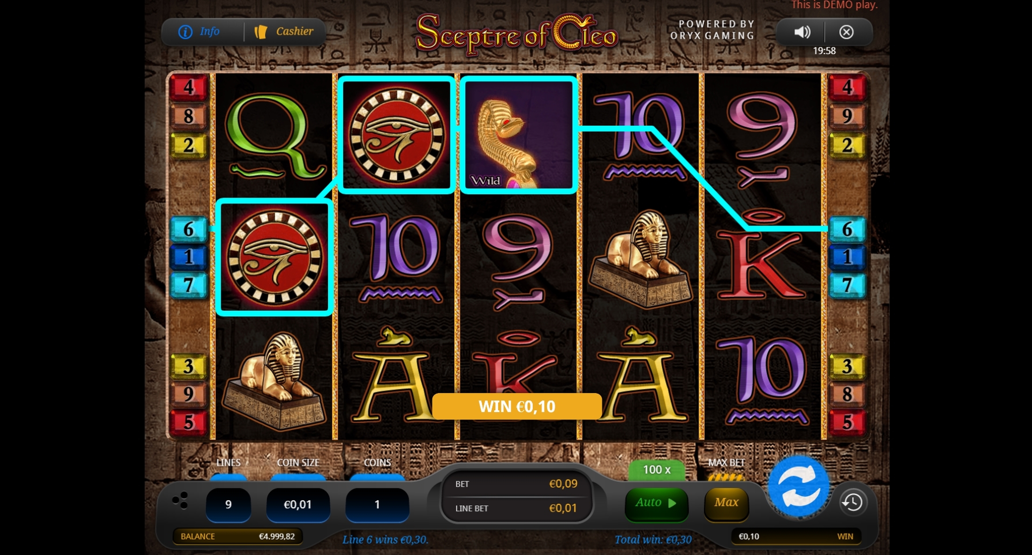 Win Money in Sceptre of Cleo Free Slot Game by Oryx Gaming