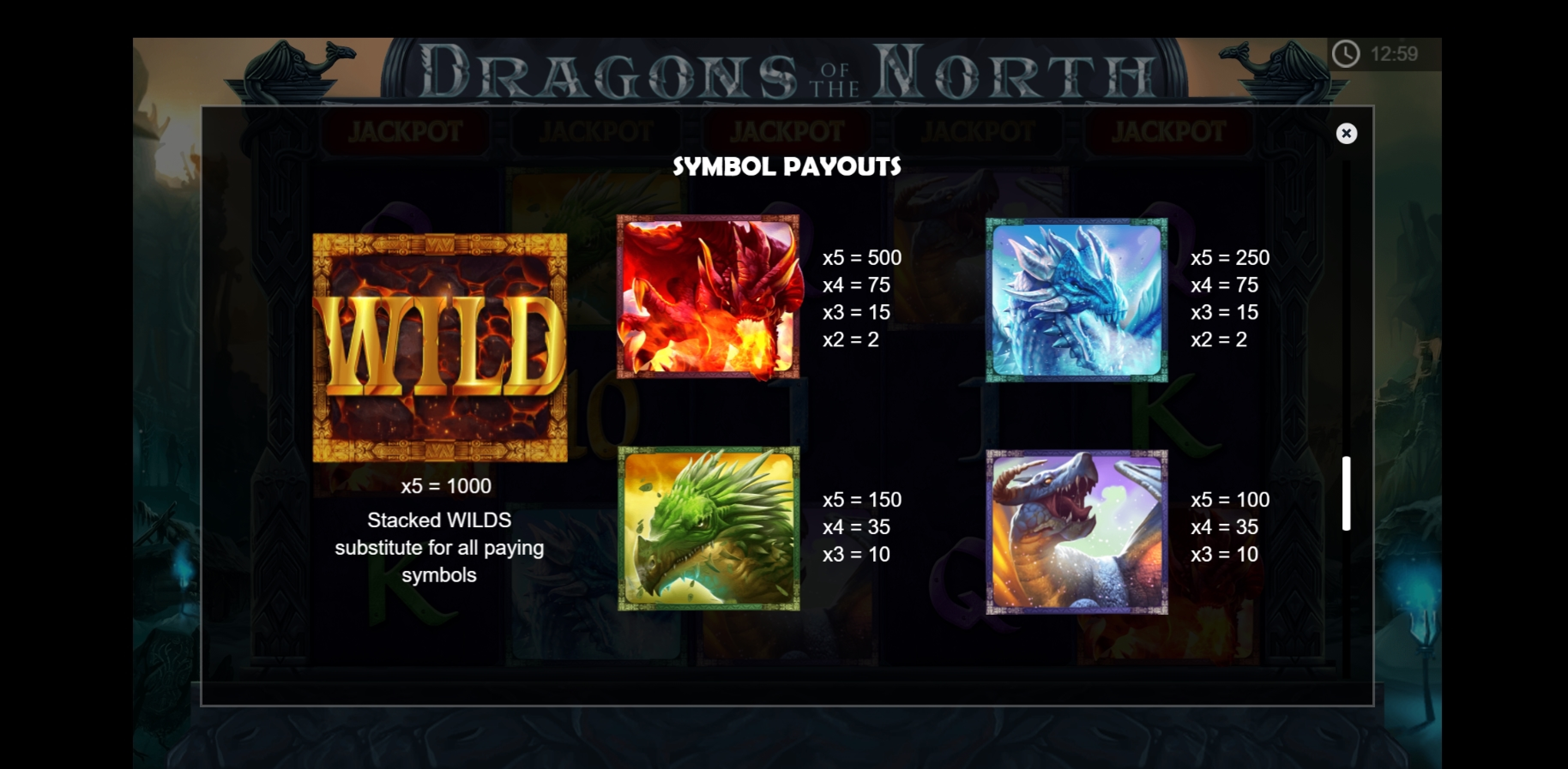 Info of Dragons of the North Slot Game by PariPlay