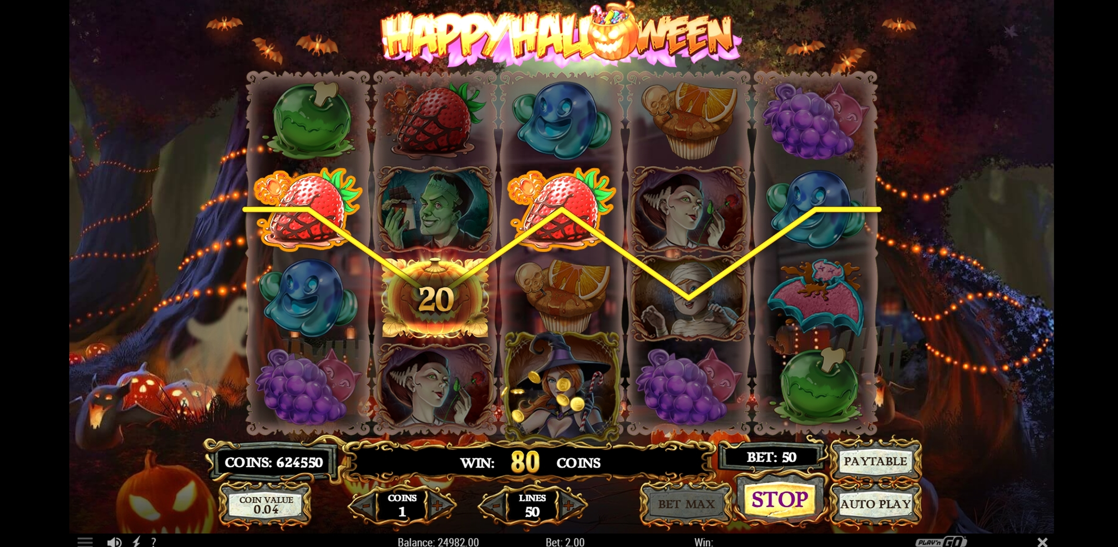Win Money in Happy Halloween Free Slot Game by Playn GO