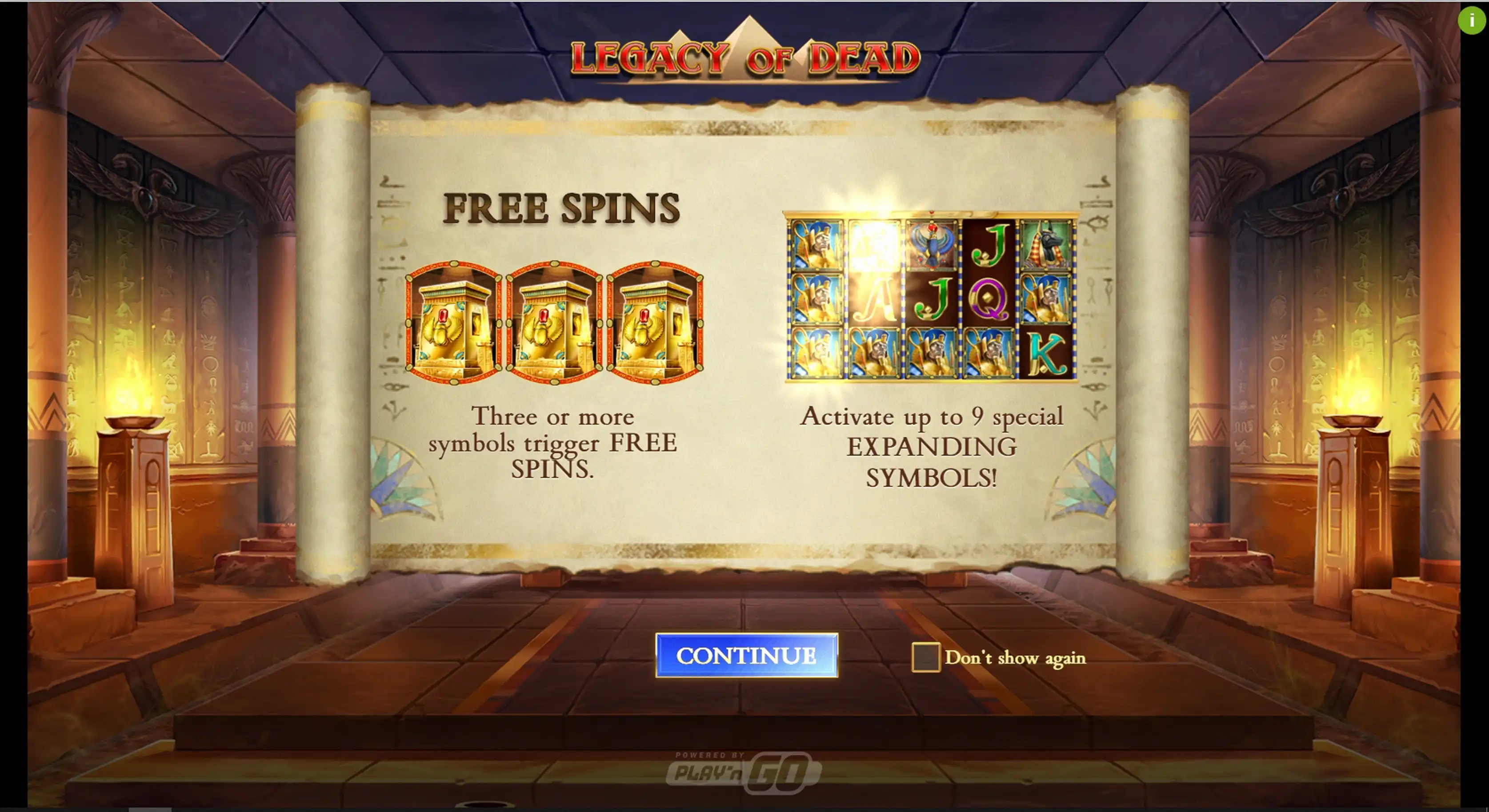 Play Legacy of Dead Free Casino Slot Game by Playn GO