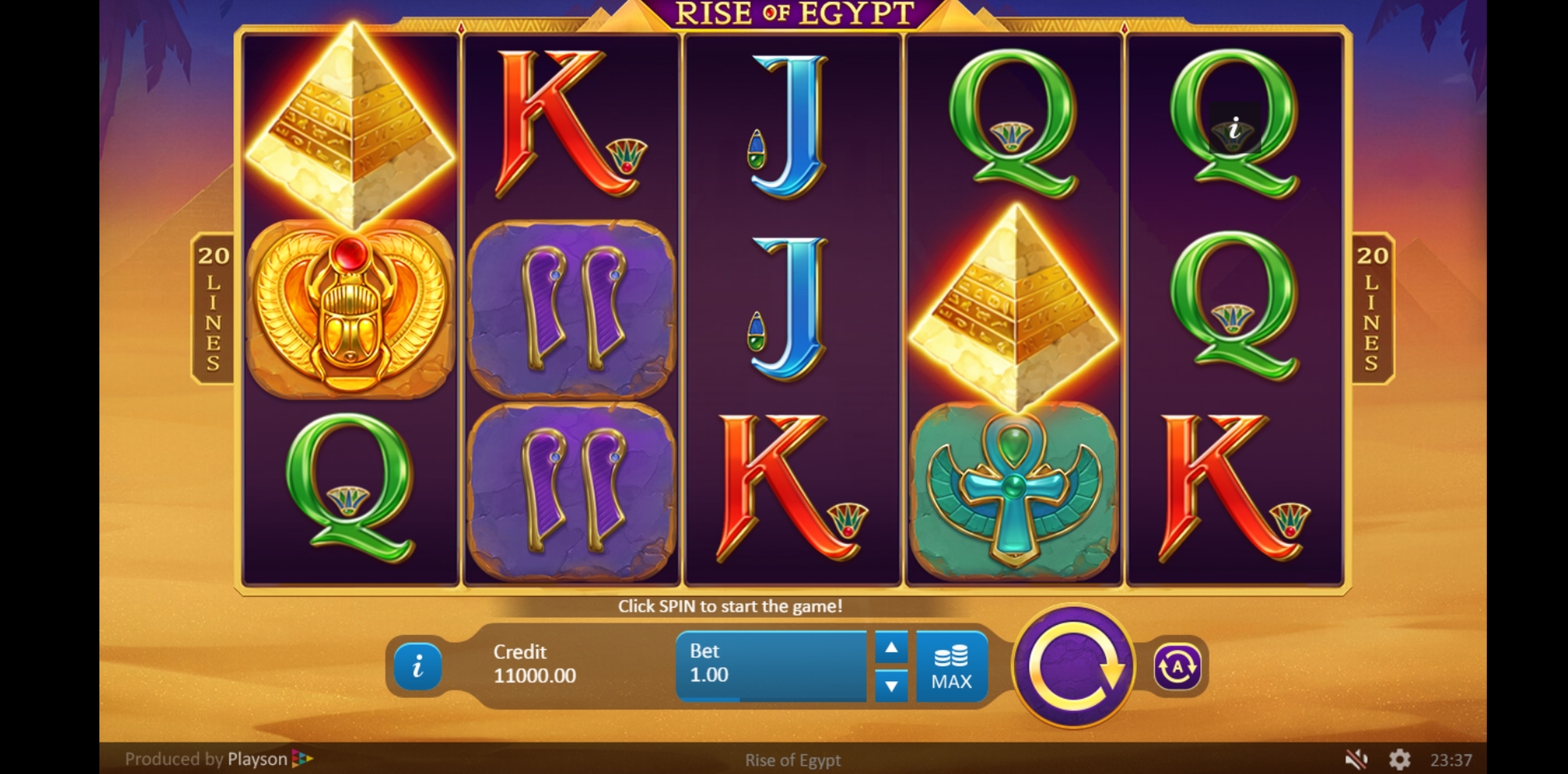 Reels in Rise of Egypt Slot Game by Playson