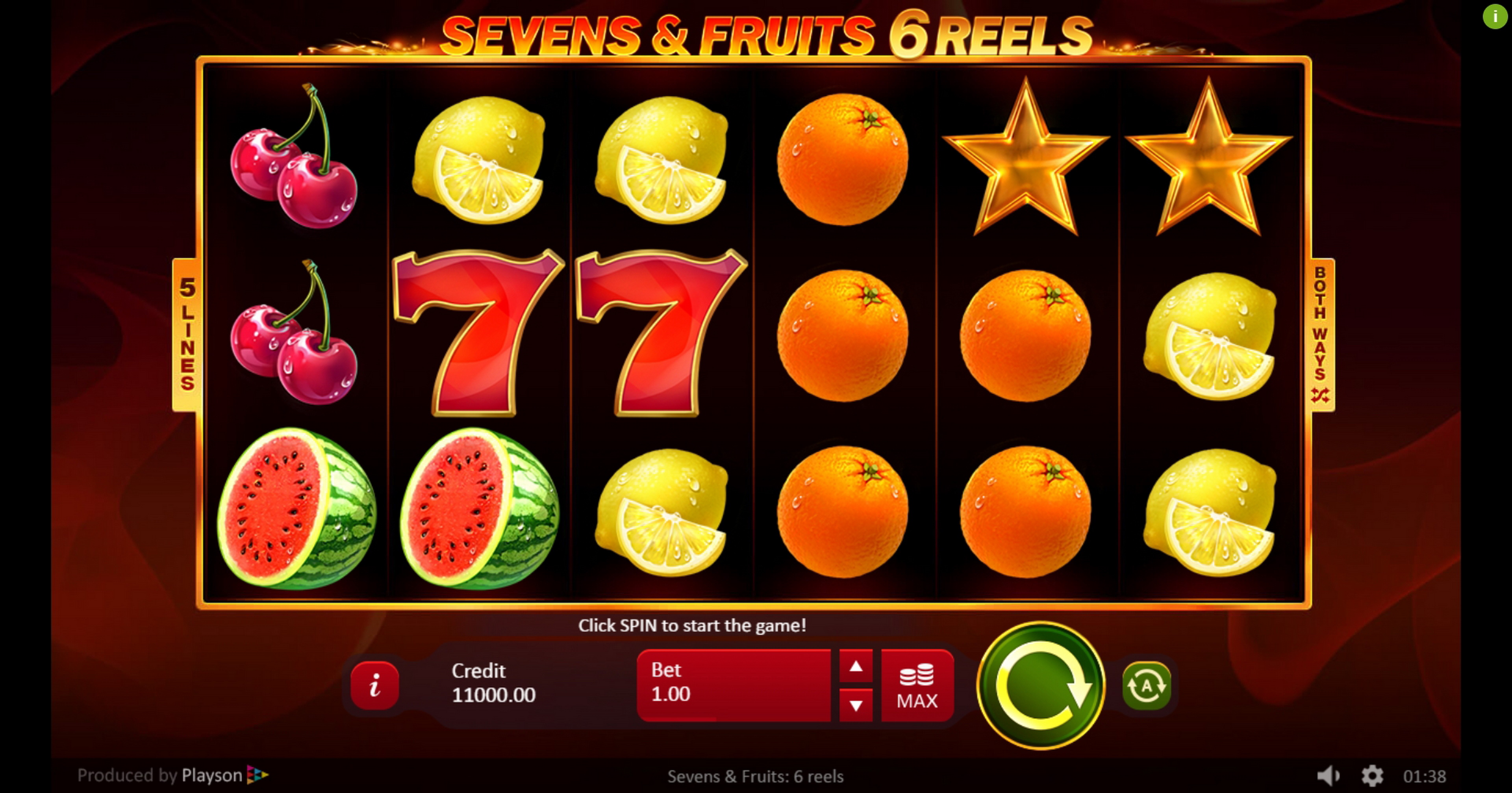 Reels in Sevens and Fruits: 6 Reels Slot Game by Playson