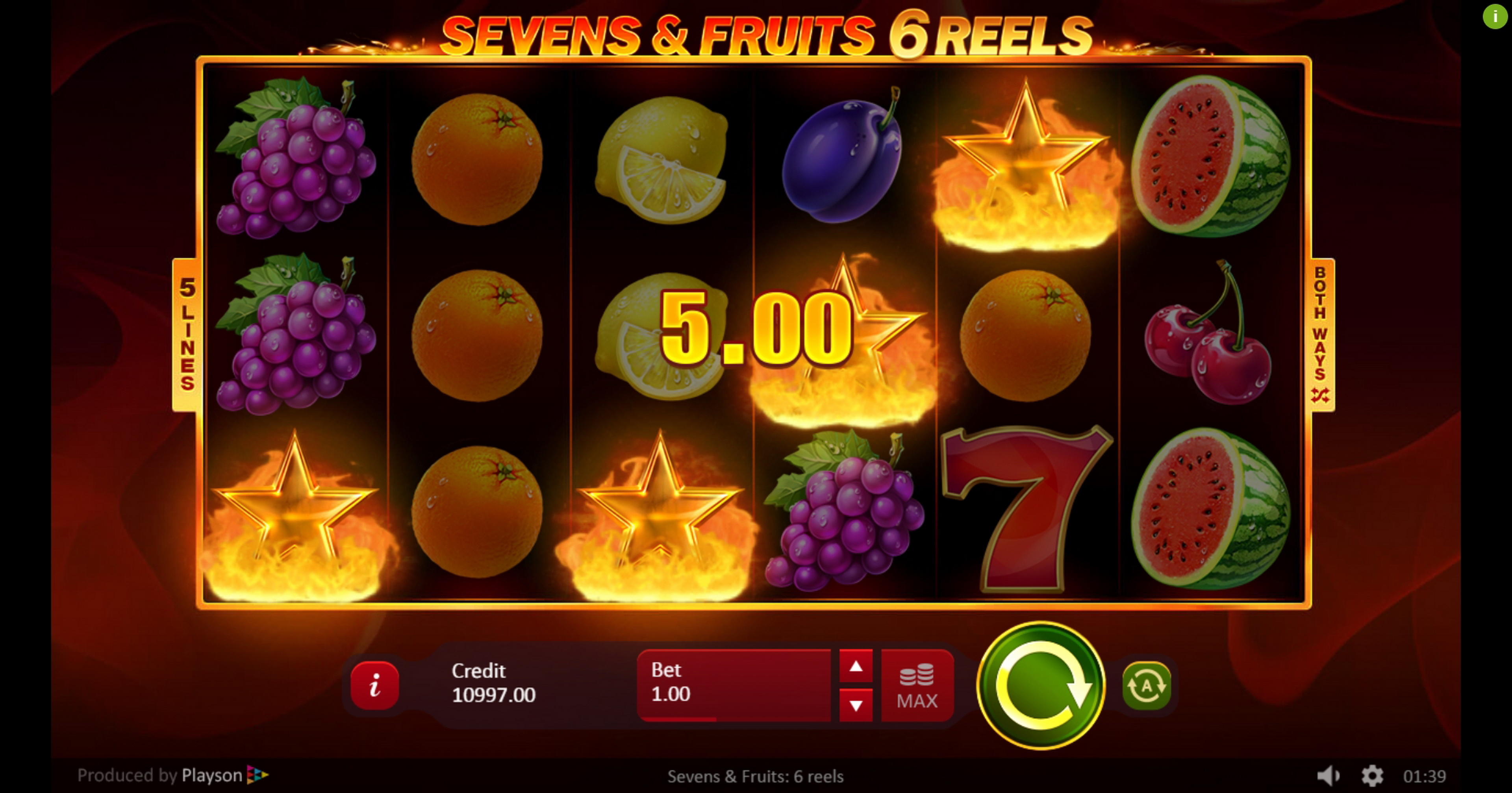 Sevens And Fruits 6 Reels Slot Machine