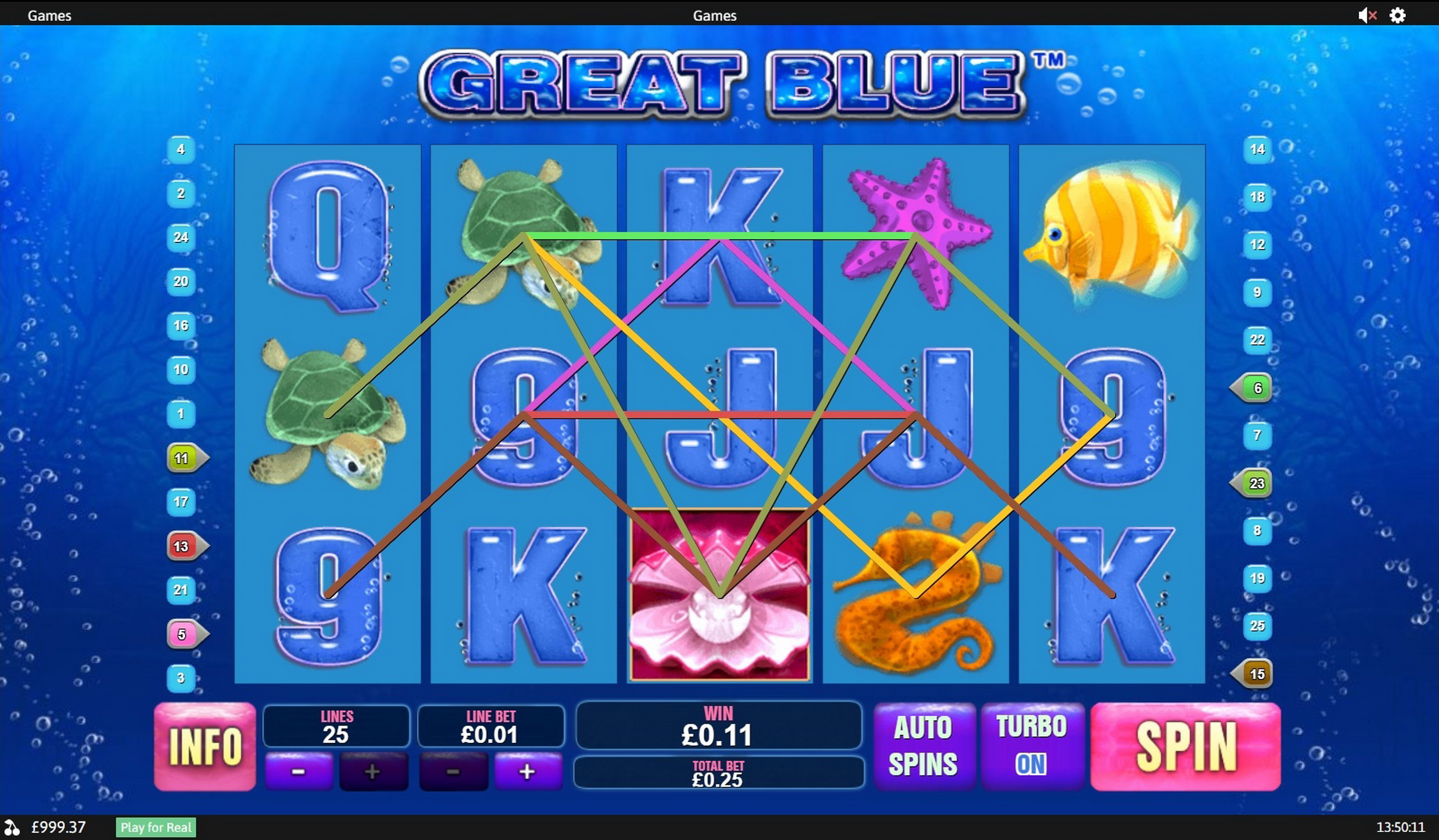 Win Money in Great Blue Free Slot Game by Playtech