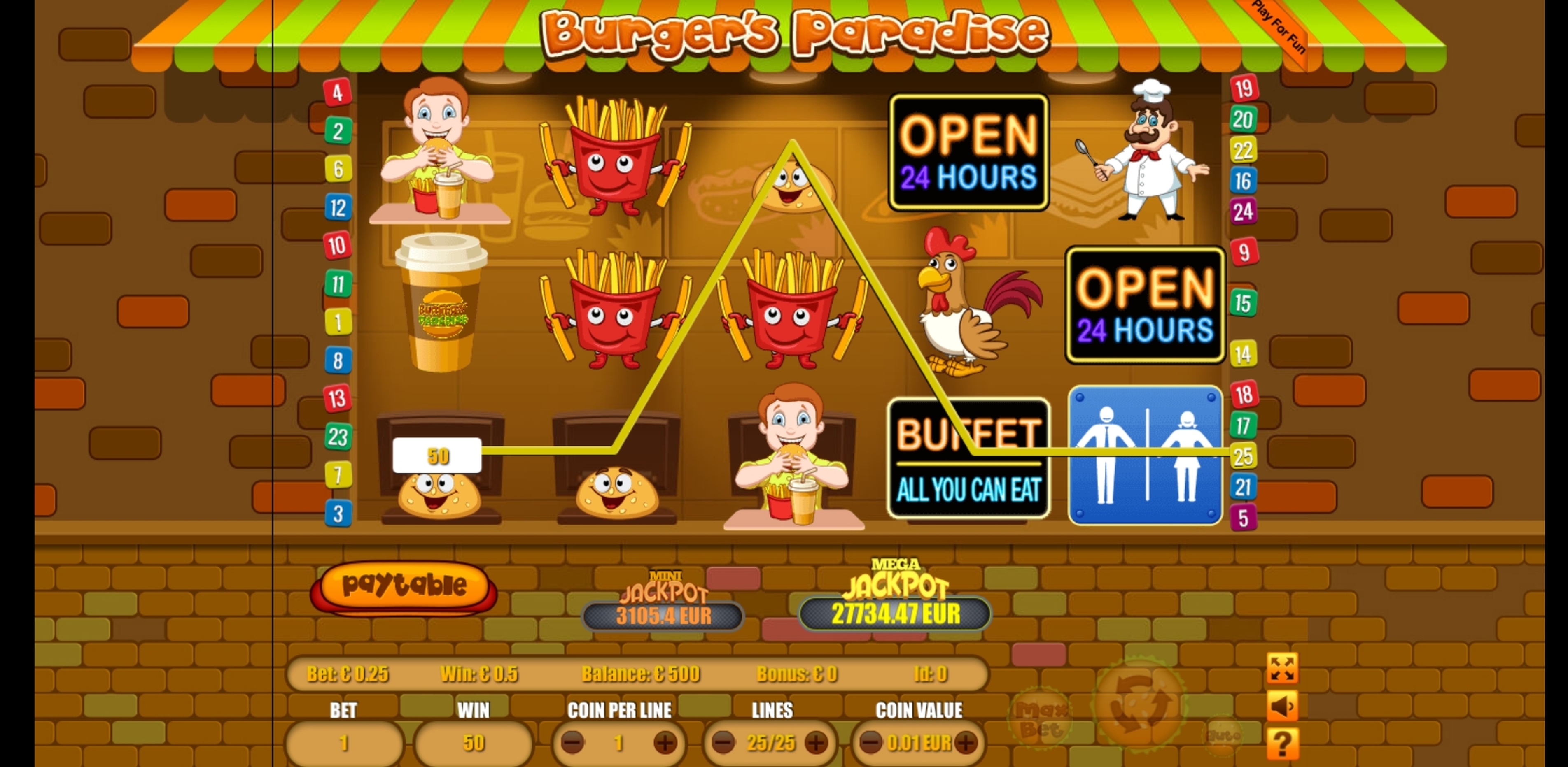 Win Money in Burgers Paradise Free Slot Game by Portomaso Gaming