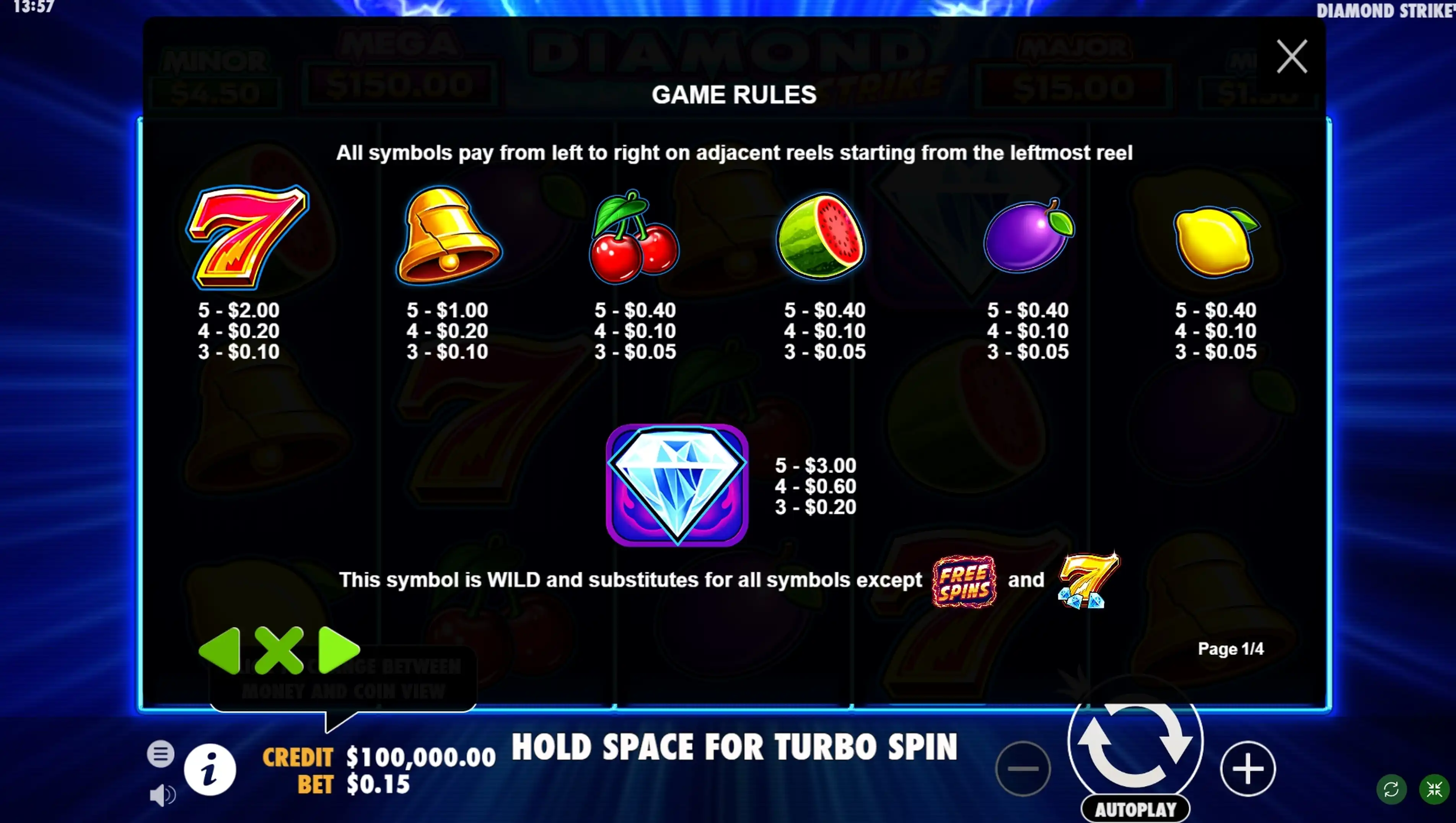 Info of Diamond Strike Slot Game by Pragmatic Play