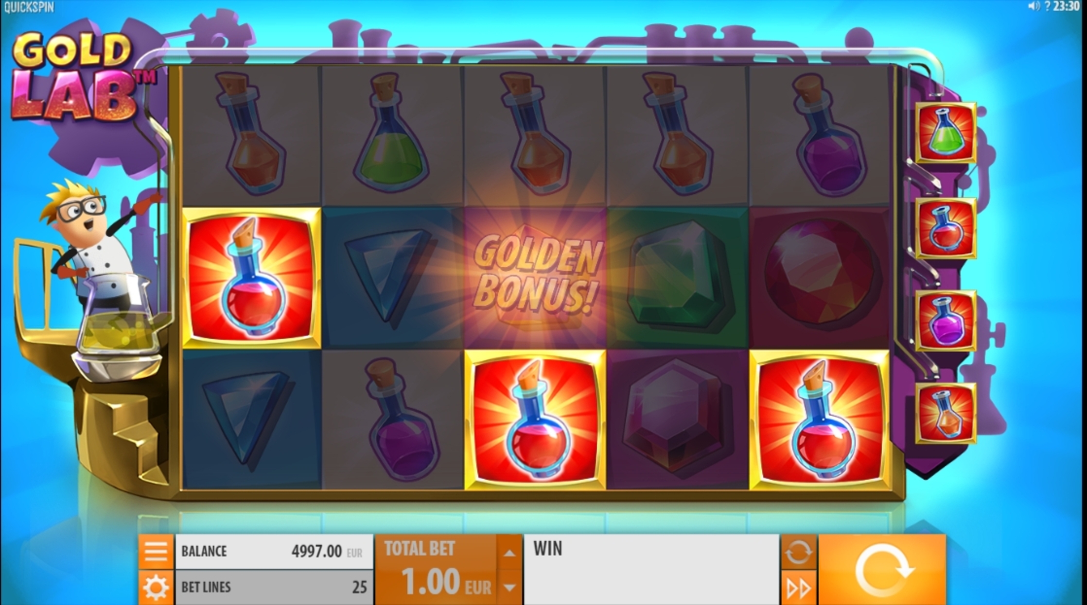 Win Money in Gold Lab Free Slot Game by Quickspin