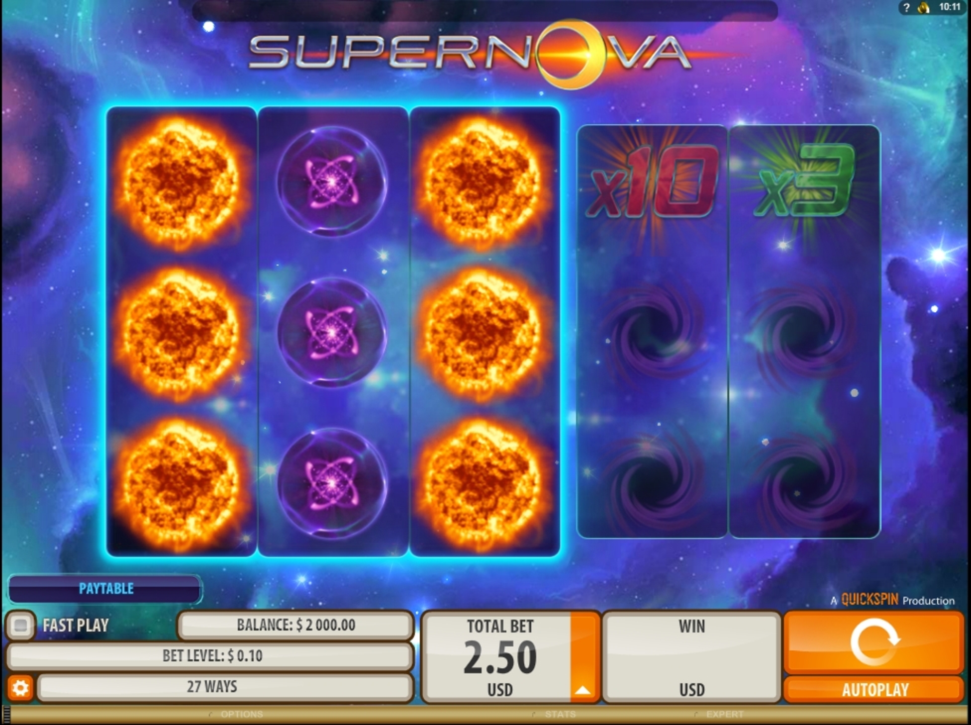 Reels in Supernova Slot Game by Quickspin
