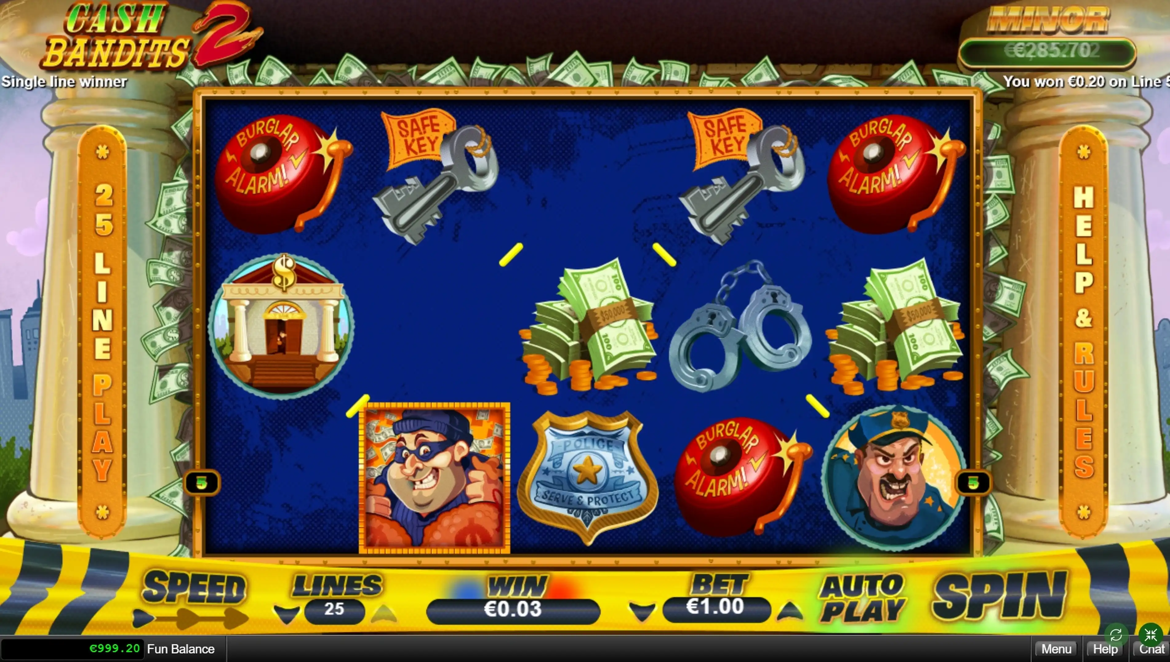Win Money in Cash Bandits 2 Free Slot Game by RTG
