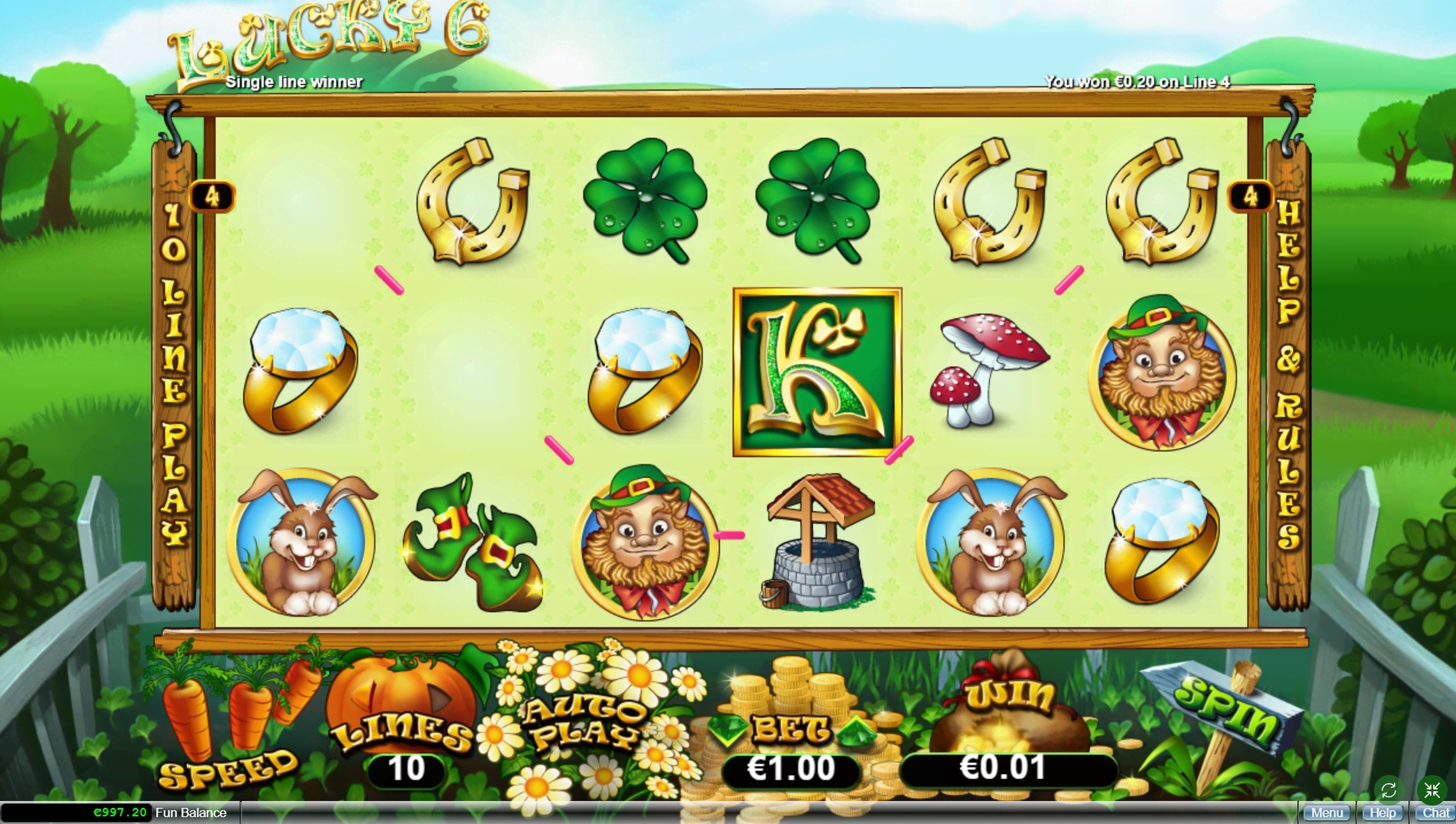 Win Money in Lucky 6 Free Slot Game by Real Time Gaming
