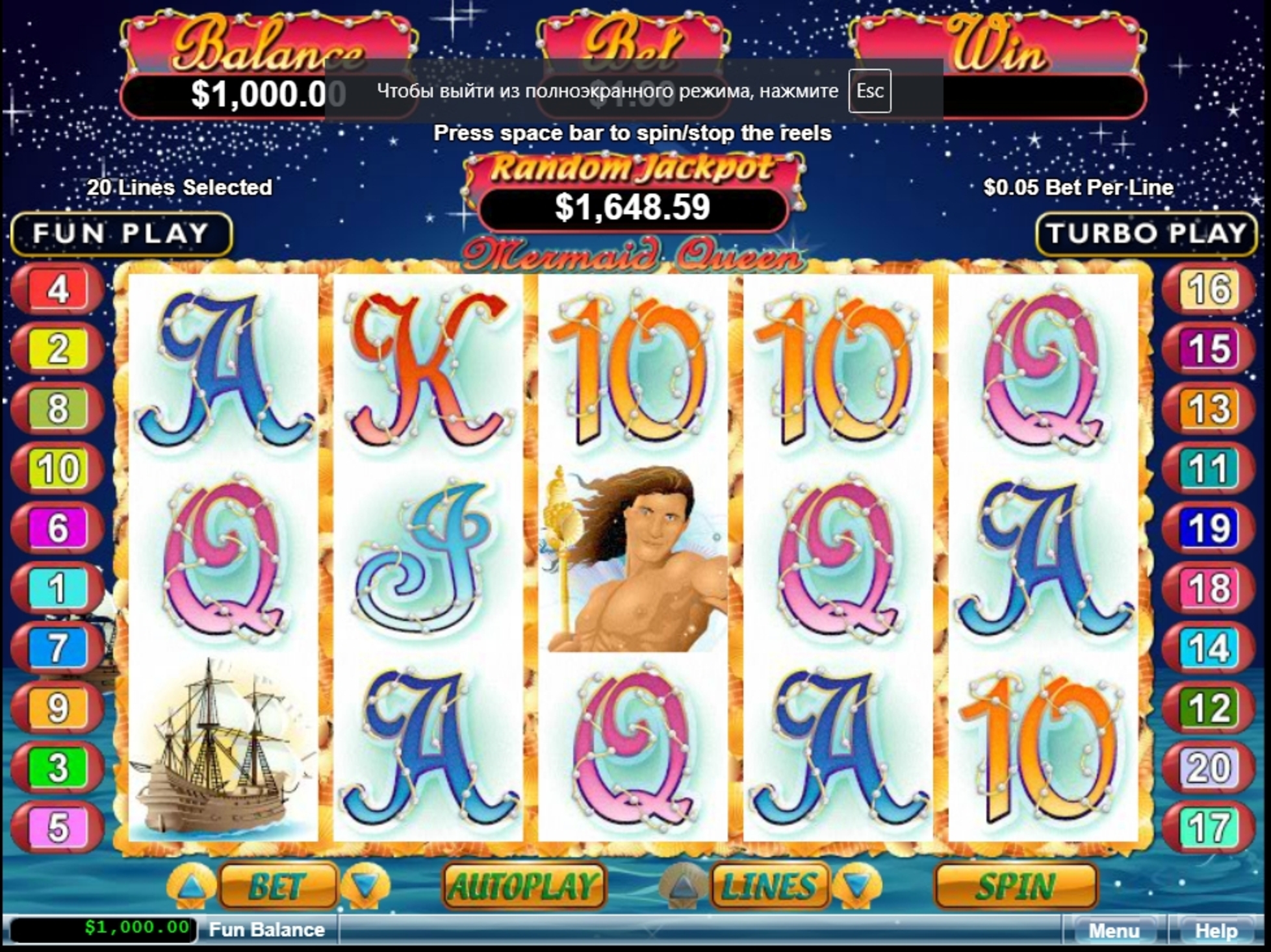 Reels in Mermaid Queen Slot Game by Real Time Gaming