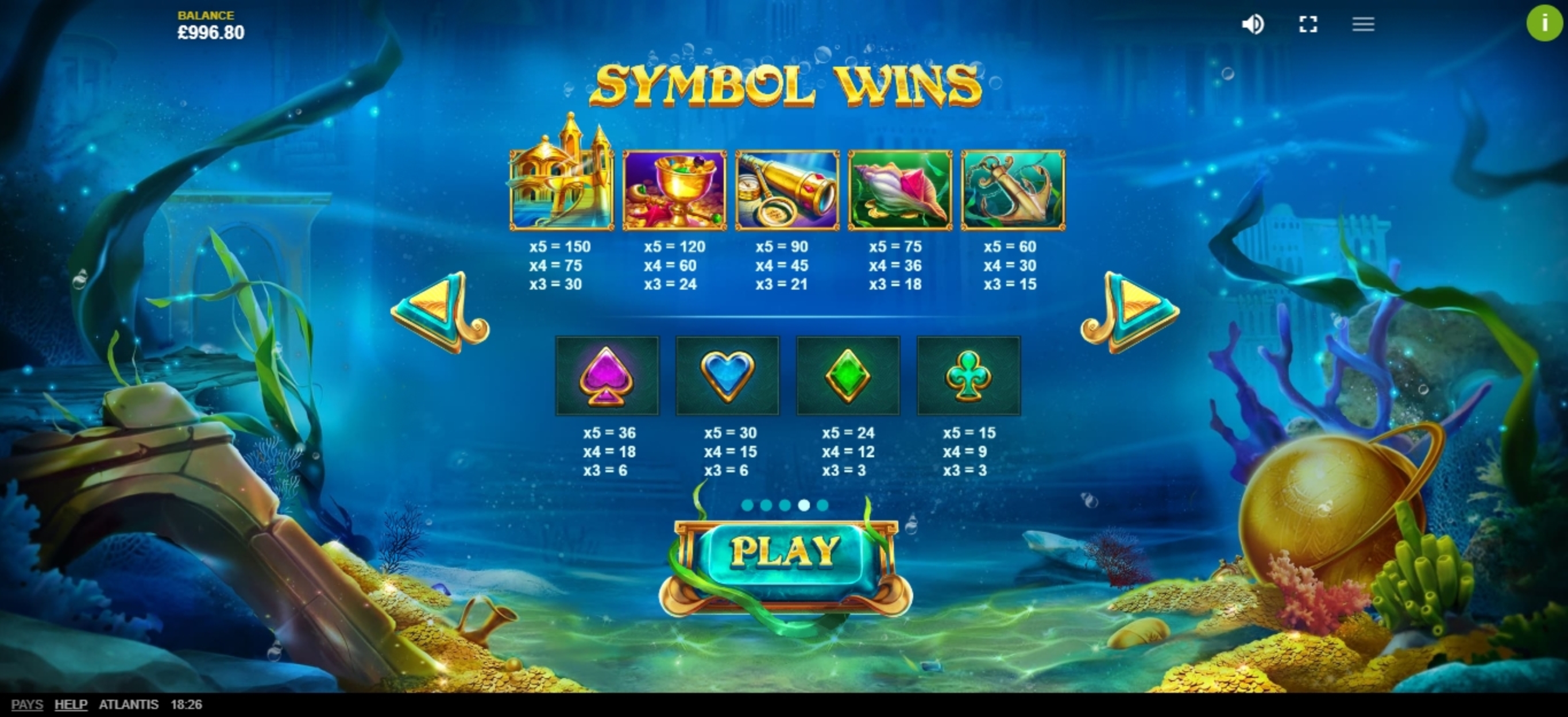 Info of Atlantis Slot Game by Red Tiger Gaming