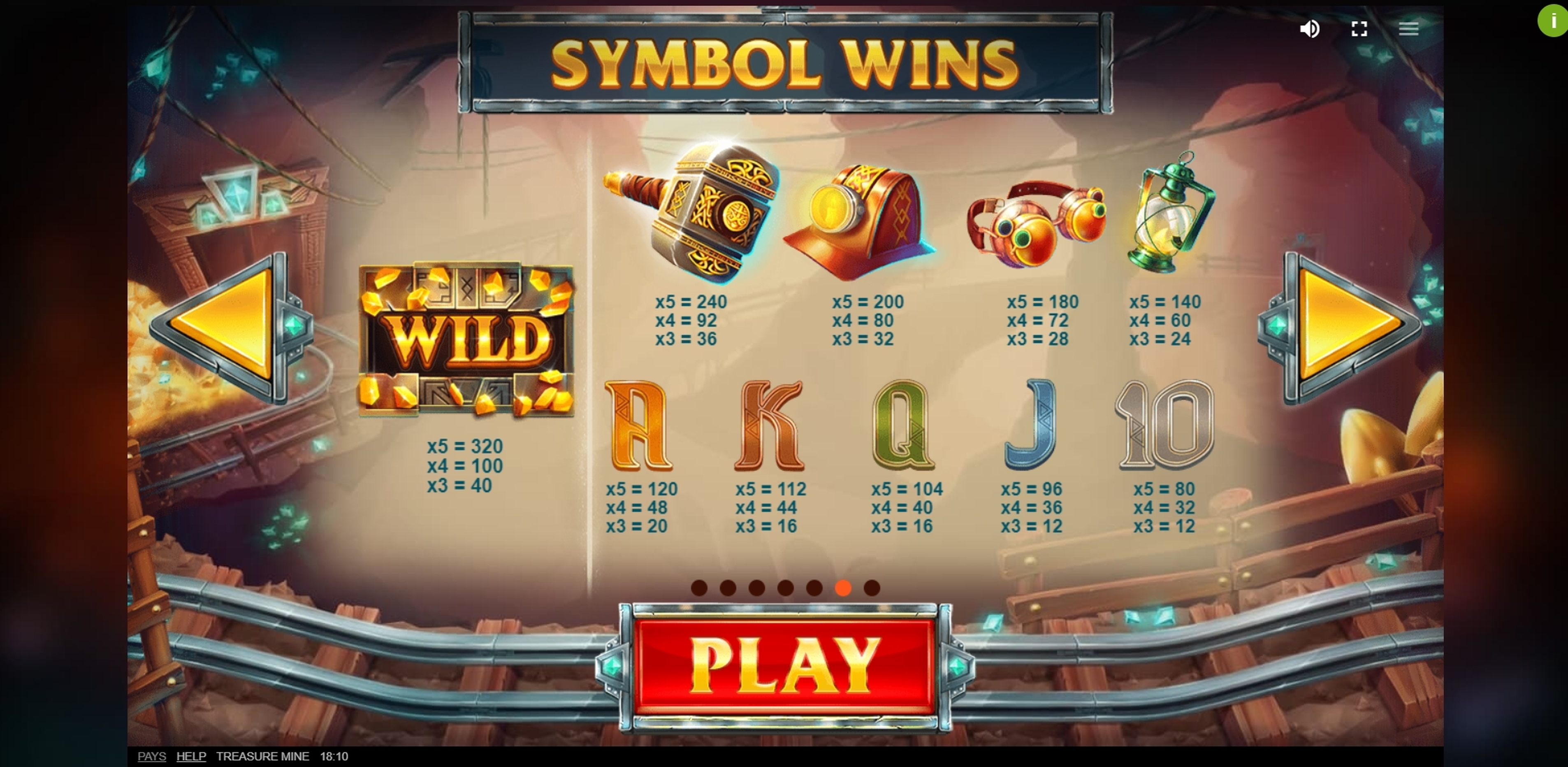 Info of Treasure Mine Slot Game by Red Tiger Gaming