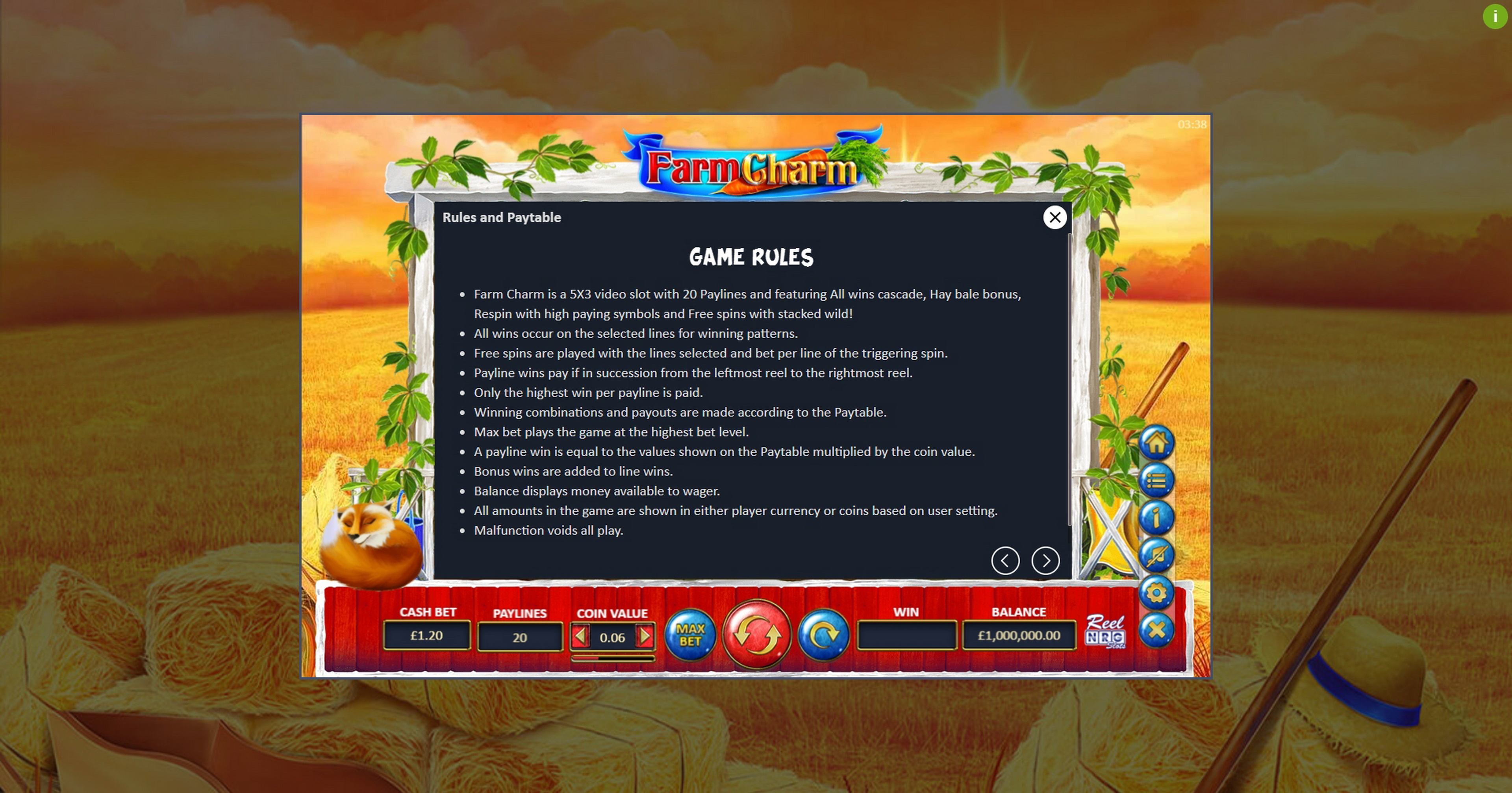 Info of Farm Charm Slot Game by ReelNRG Gaming