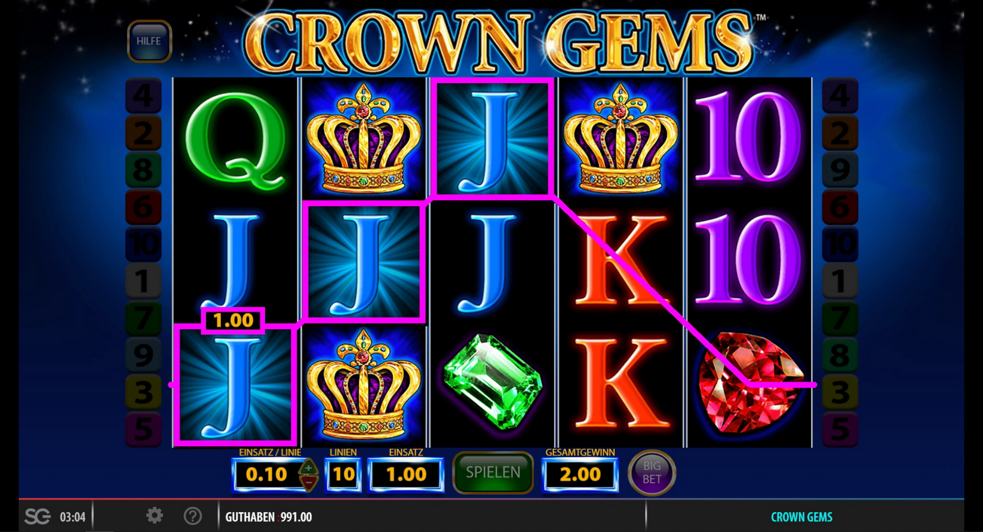 Win Money in Crown Gems Free Slot Game by Reel Time Gaming