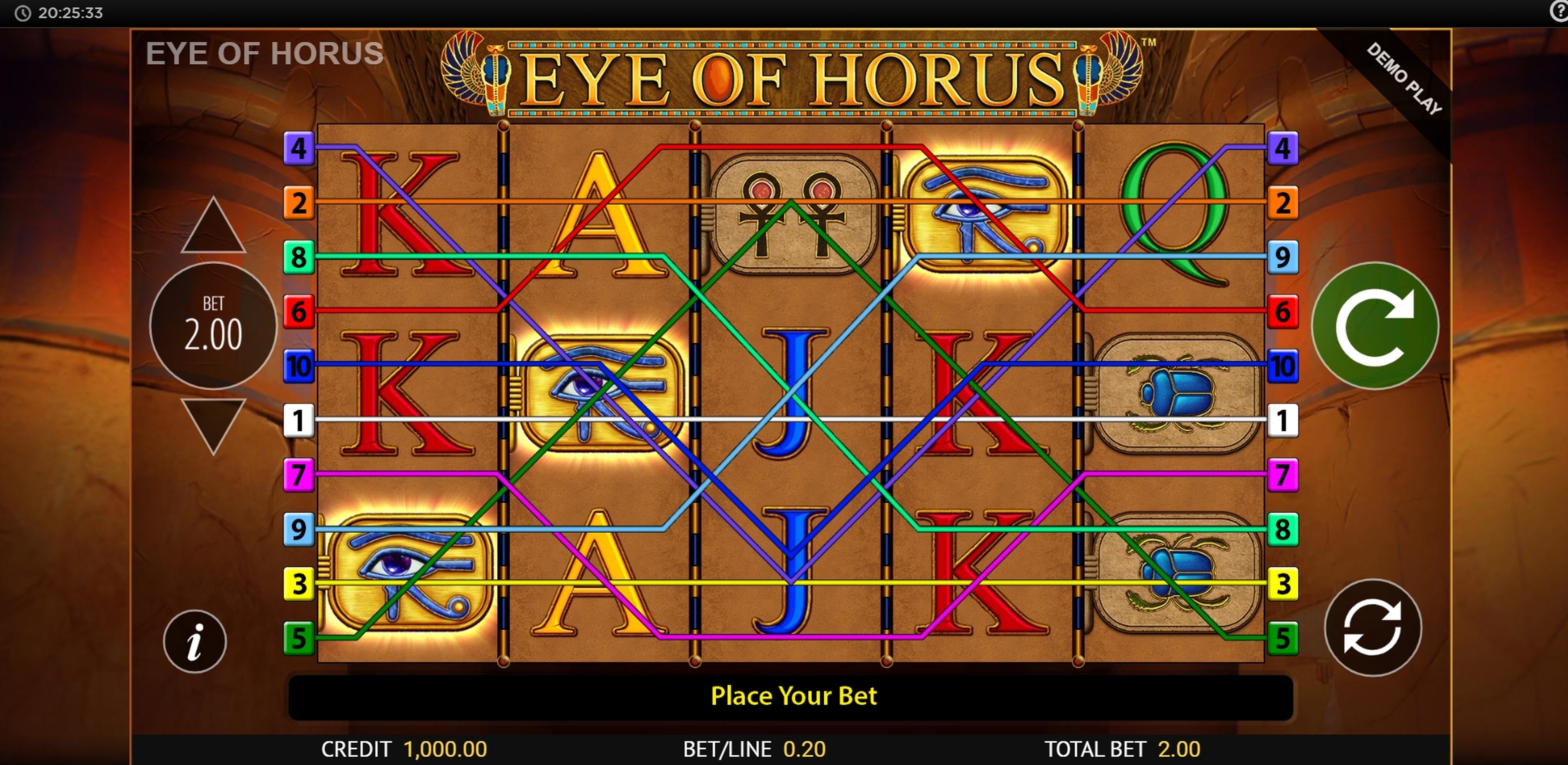 Eye of Horus demo play, Slot Machine Online by Reel Time Gaming Review