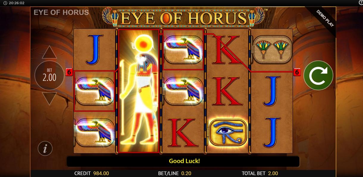 Eye of Horus demo play, Slot Machine Online by Reel Time Gaming Review