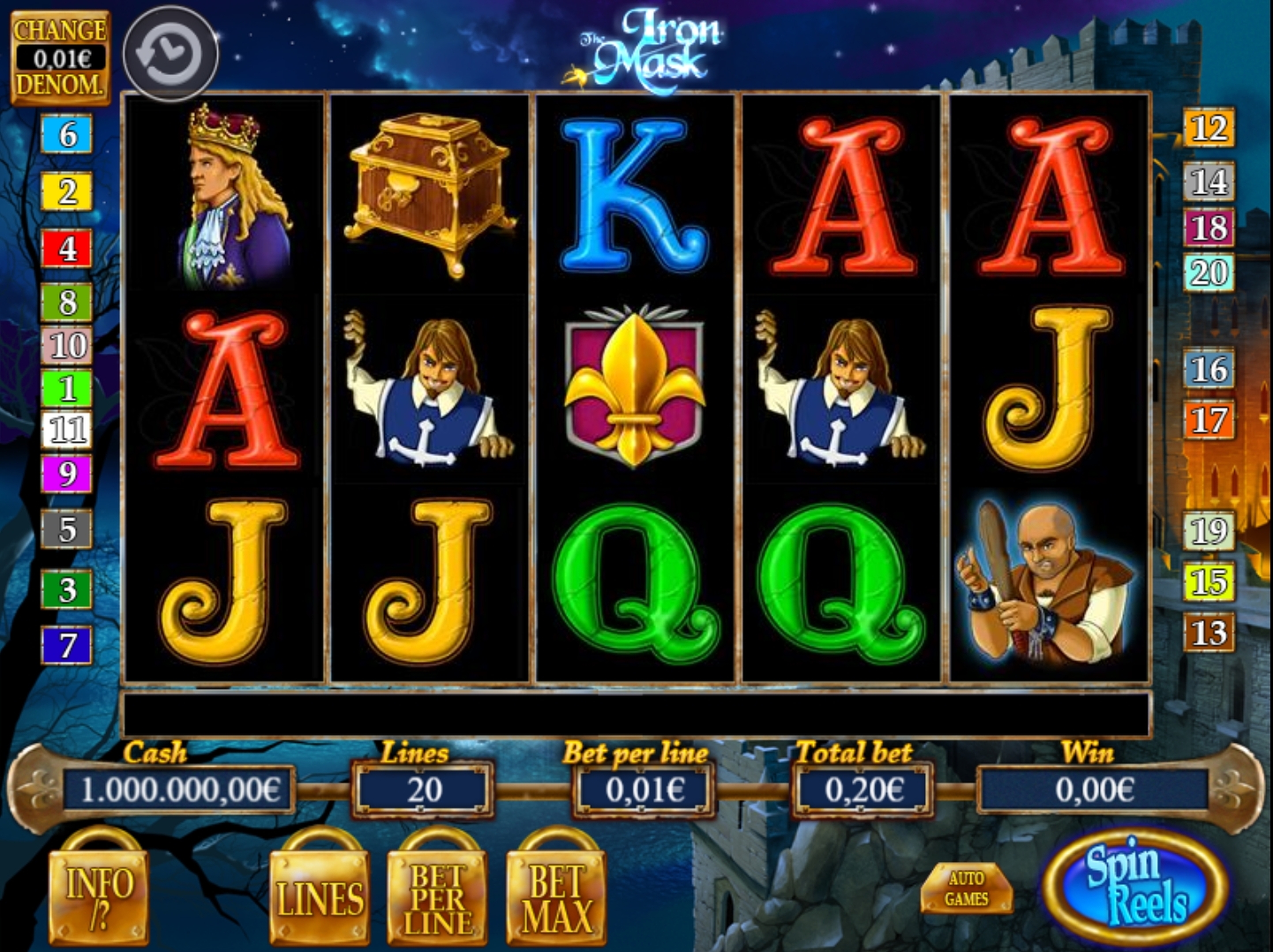 Reels in The Iron Mask Slot Game by RFranco Group