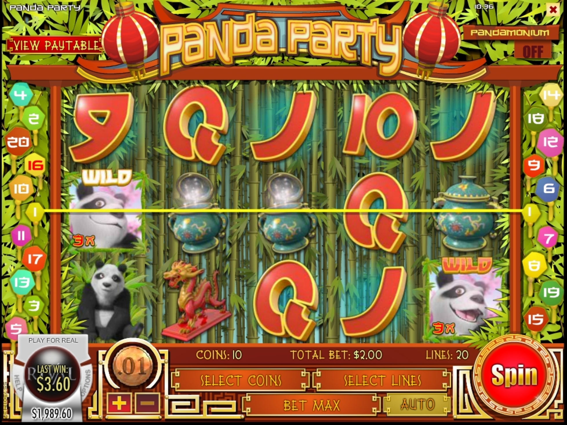 Win Money in Panda Party Free Slot Game by Rival