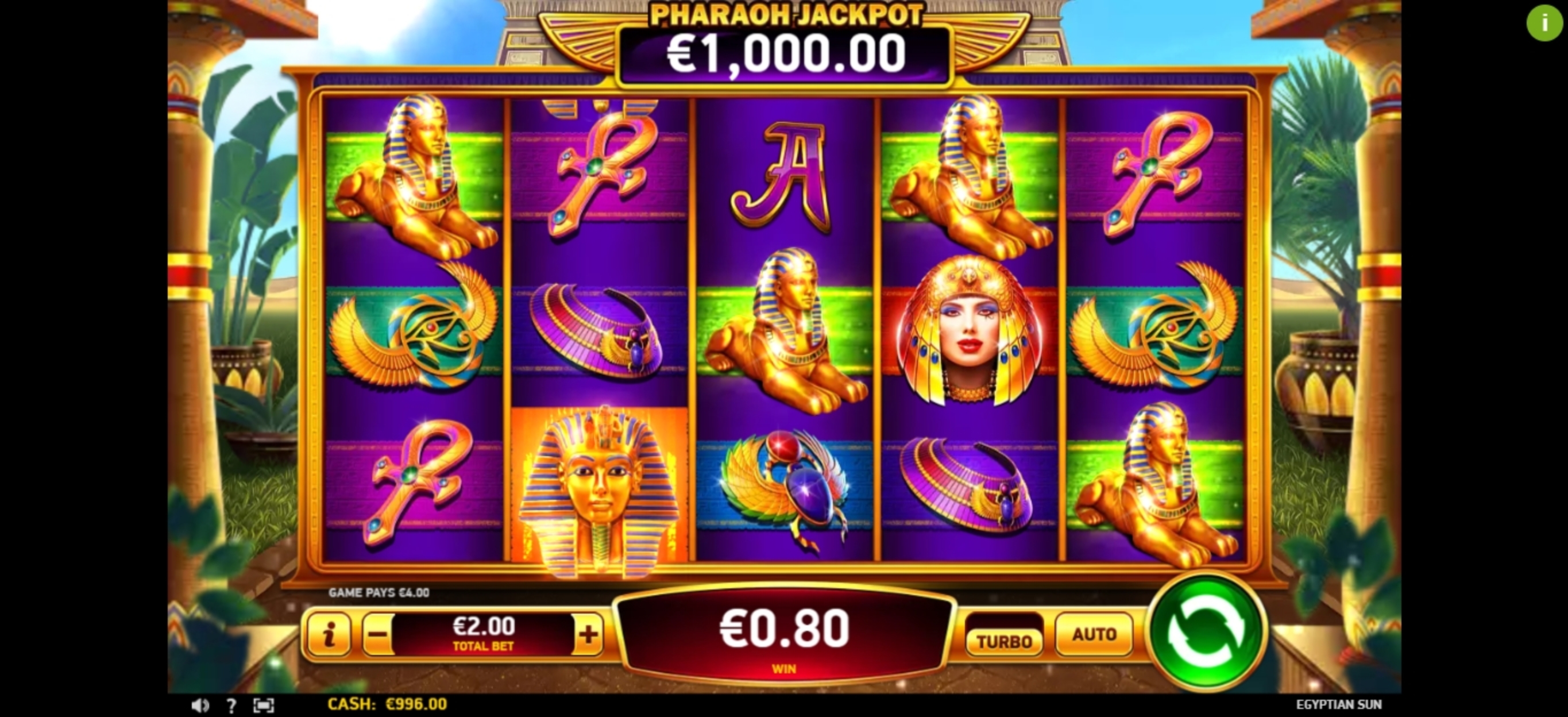 Win Money in Egyptian Sun Free Slot Game by Ruby Play