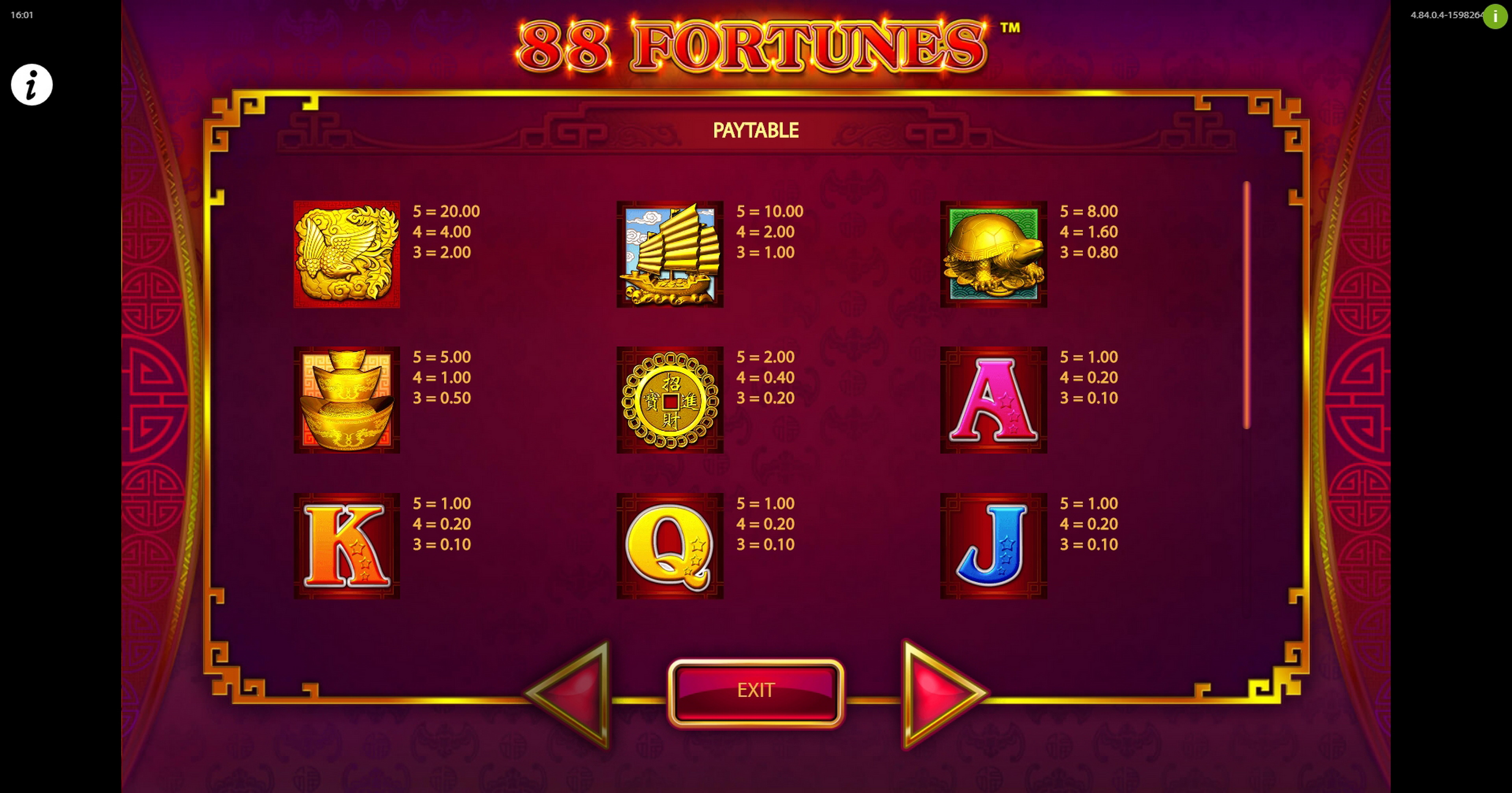 Info of 88 Fortunes Slot Game by SG