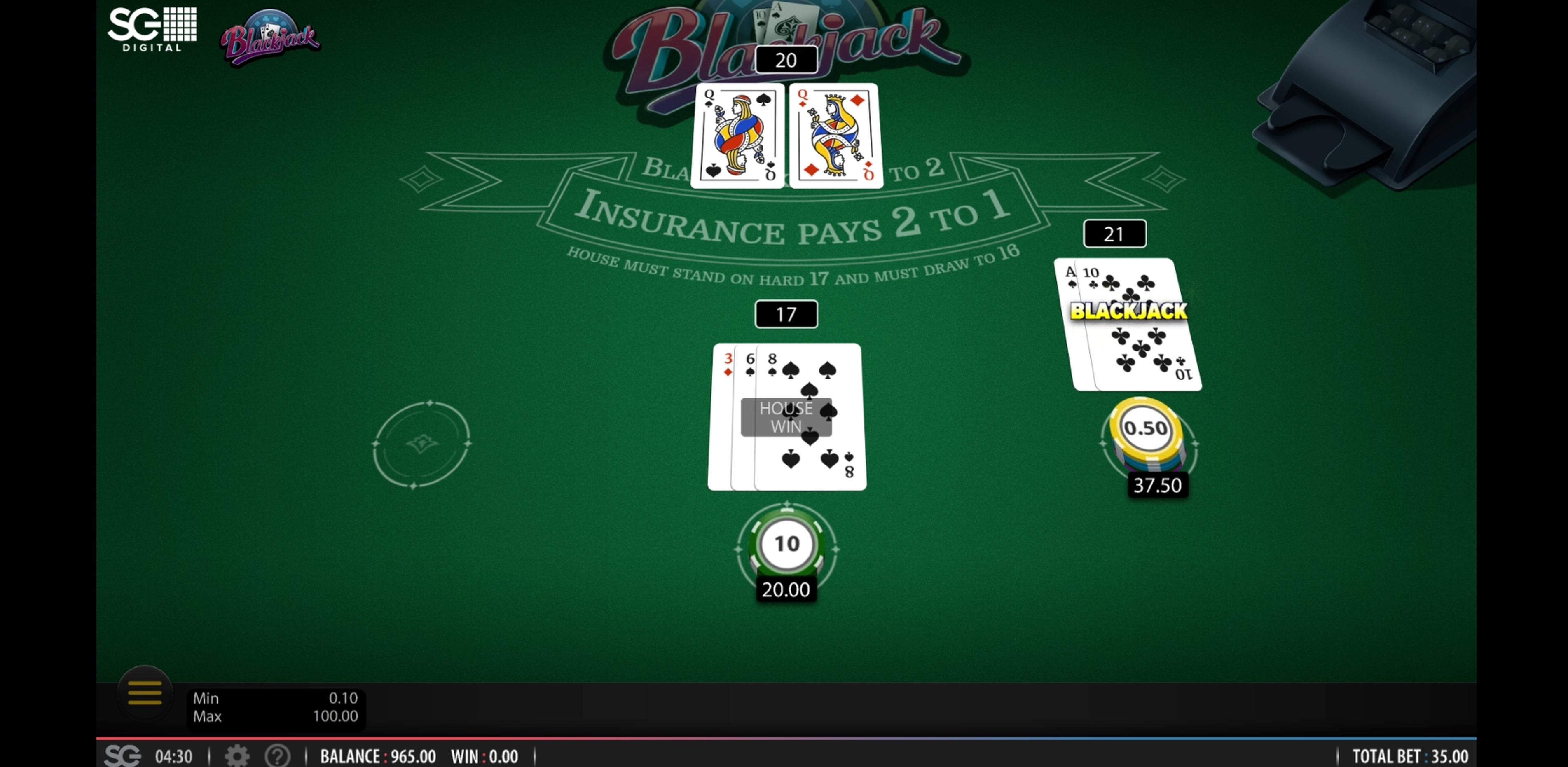 Win Money in Blackjack Free Slot Game by Shuffle Master
